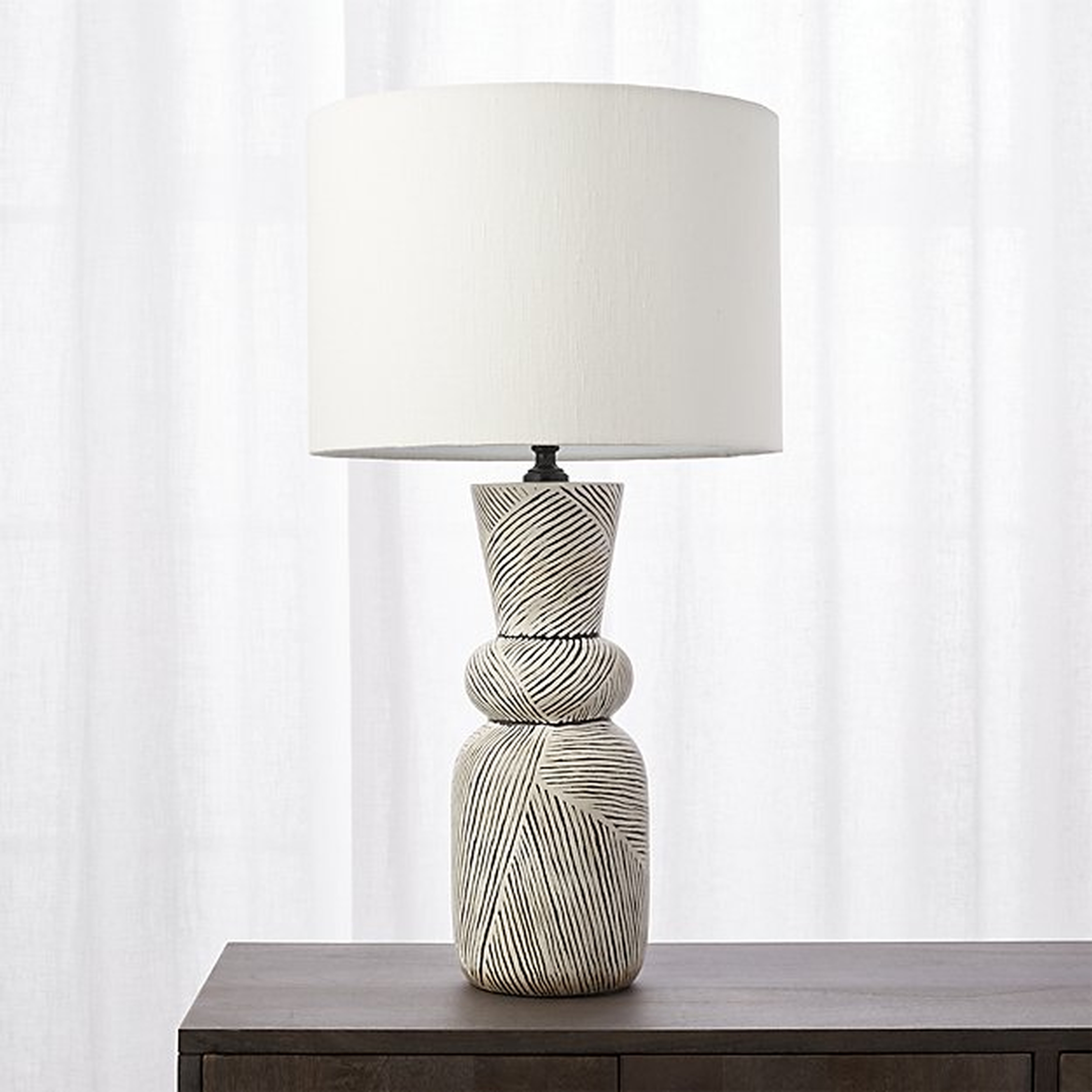 Ziggy Black and White Striped Table Lamp - CB2