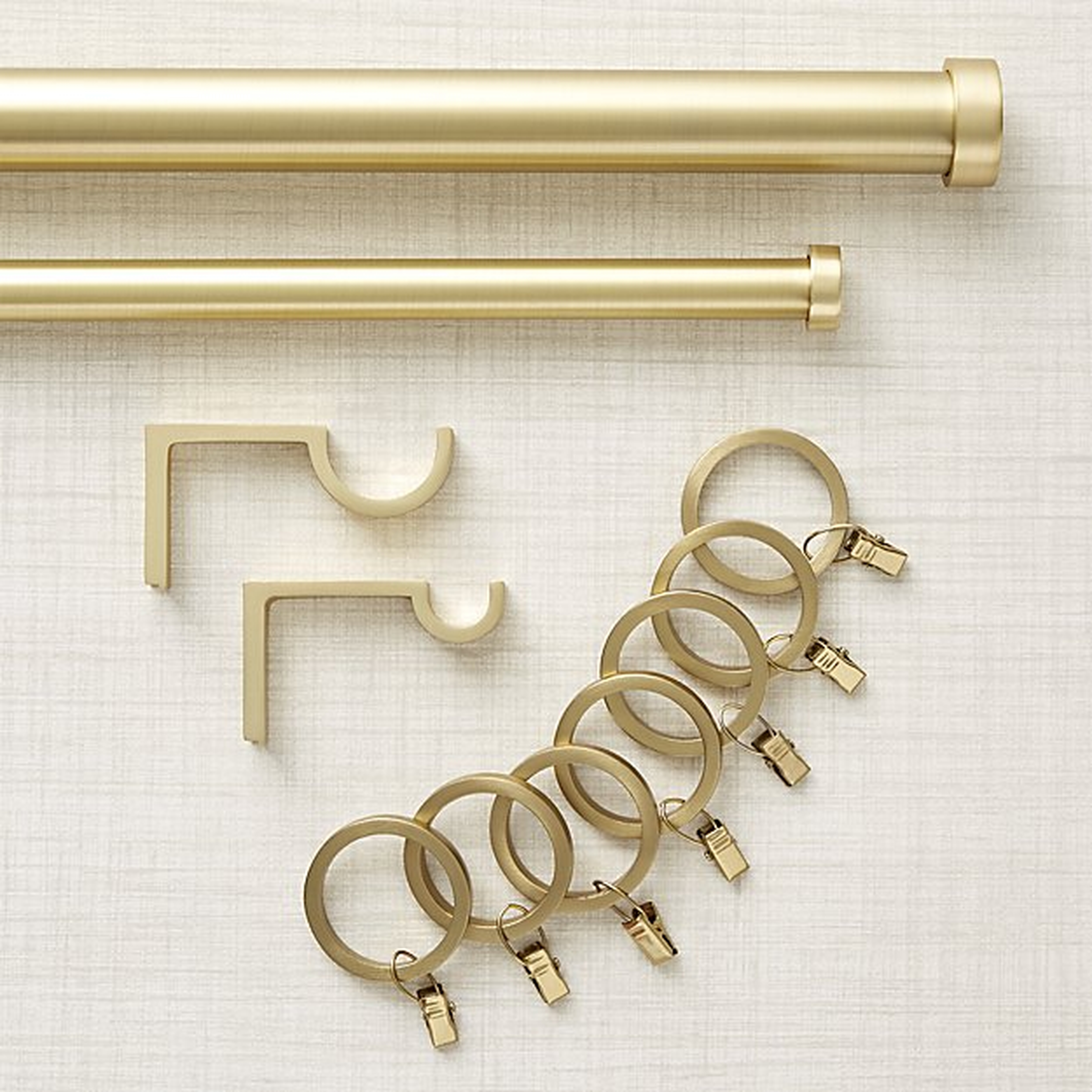 CB Brushed Brass Curtain Hardware - 28" - 48" (1.25") - Crate and Barrel