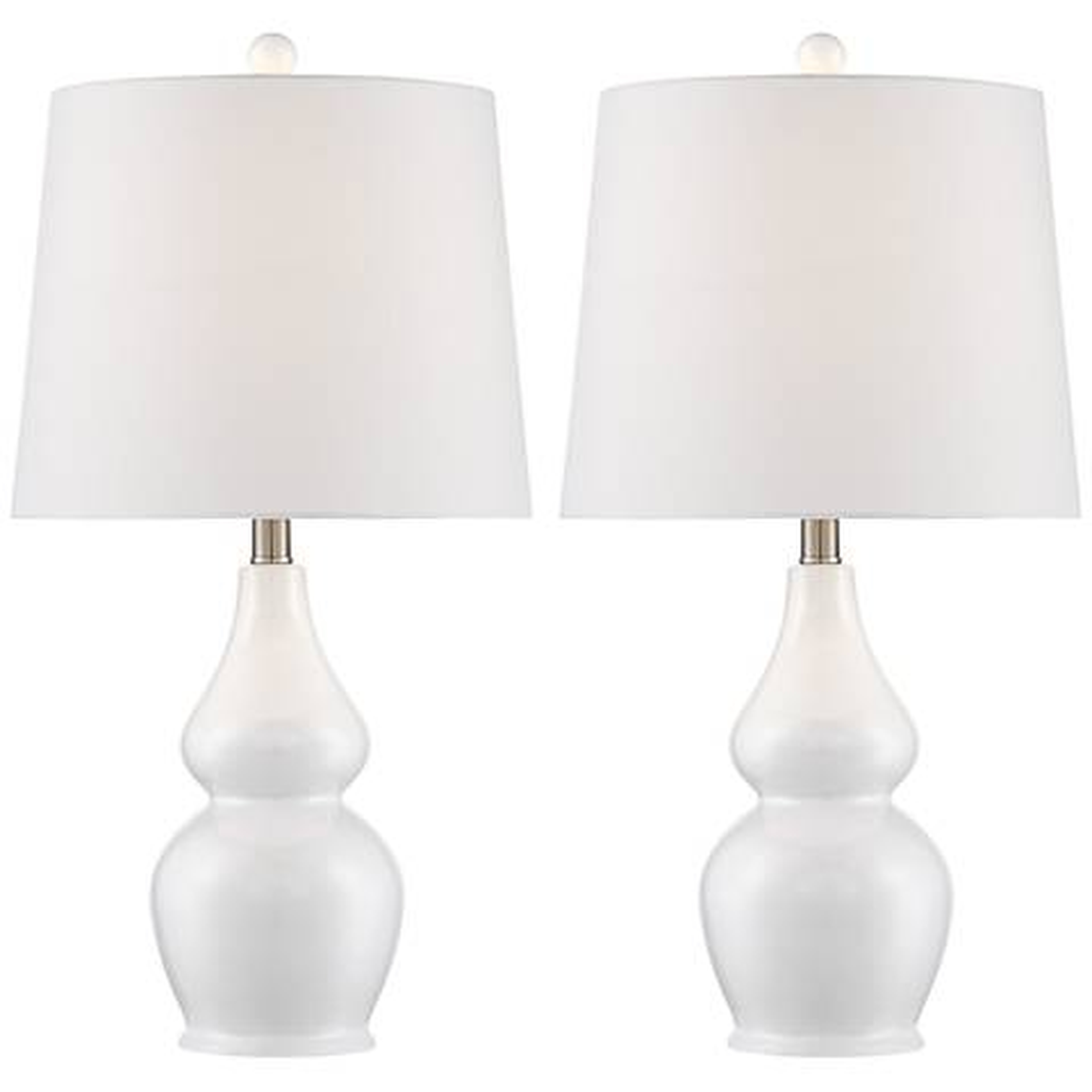 Jane White Ceramic Double Gourd Table Lamp Set of 2 - Lamps Plus