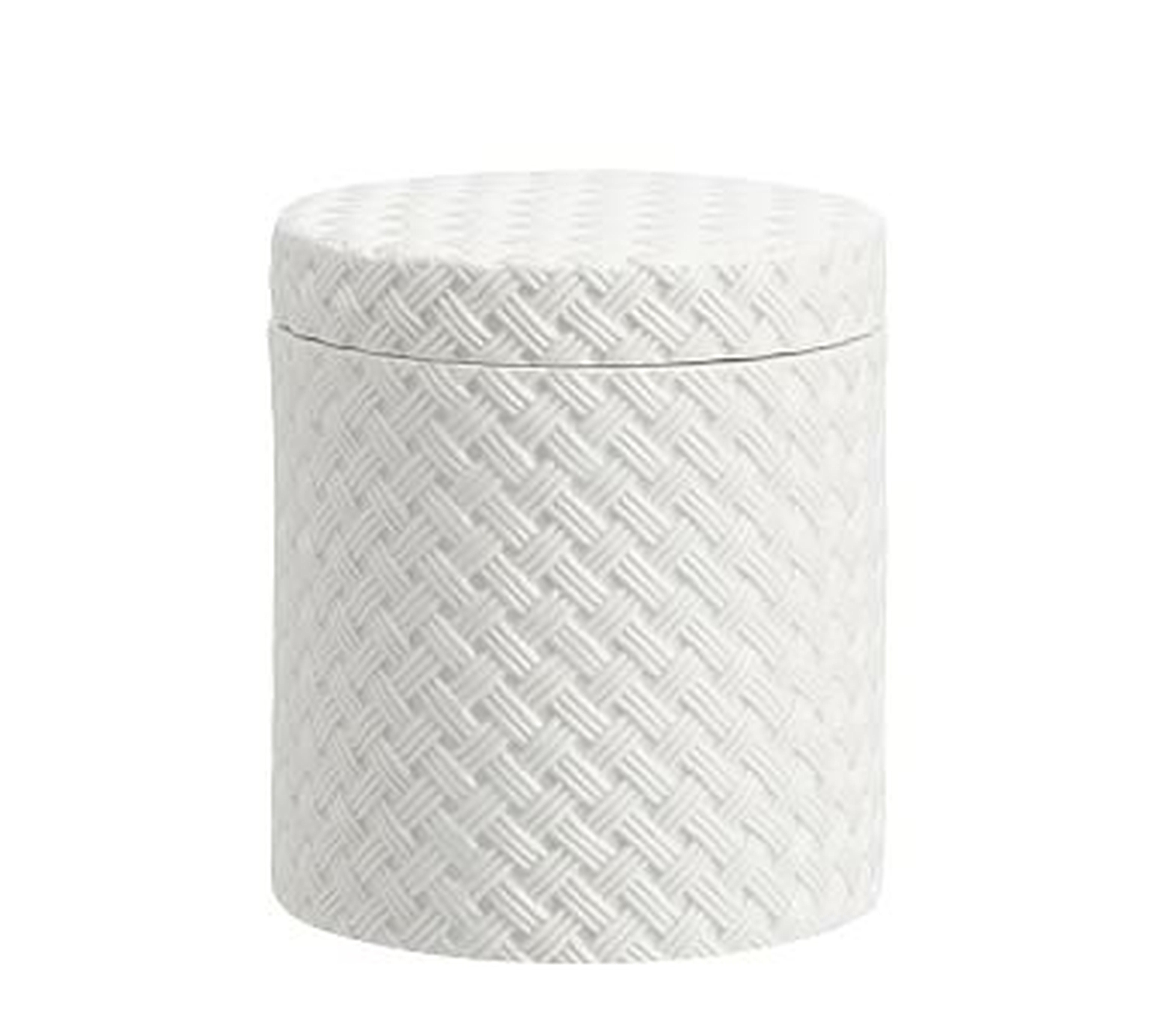 Porcelain Basketweave Accessories, Large Canister, White - Pottery Barn