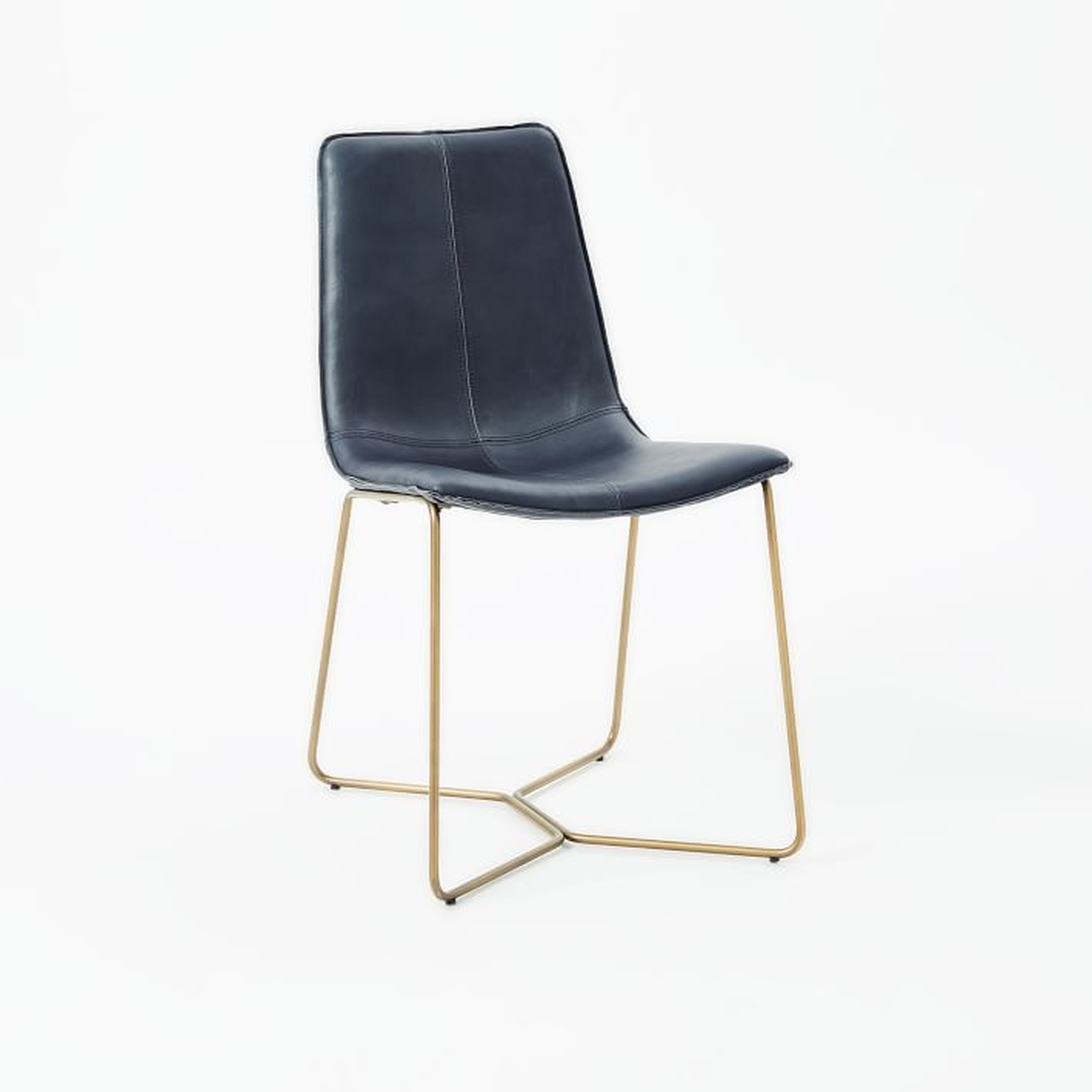 Slope Leather Lounge Chair, Agean, Antique Brass - West Elm