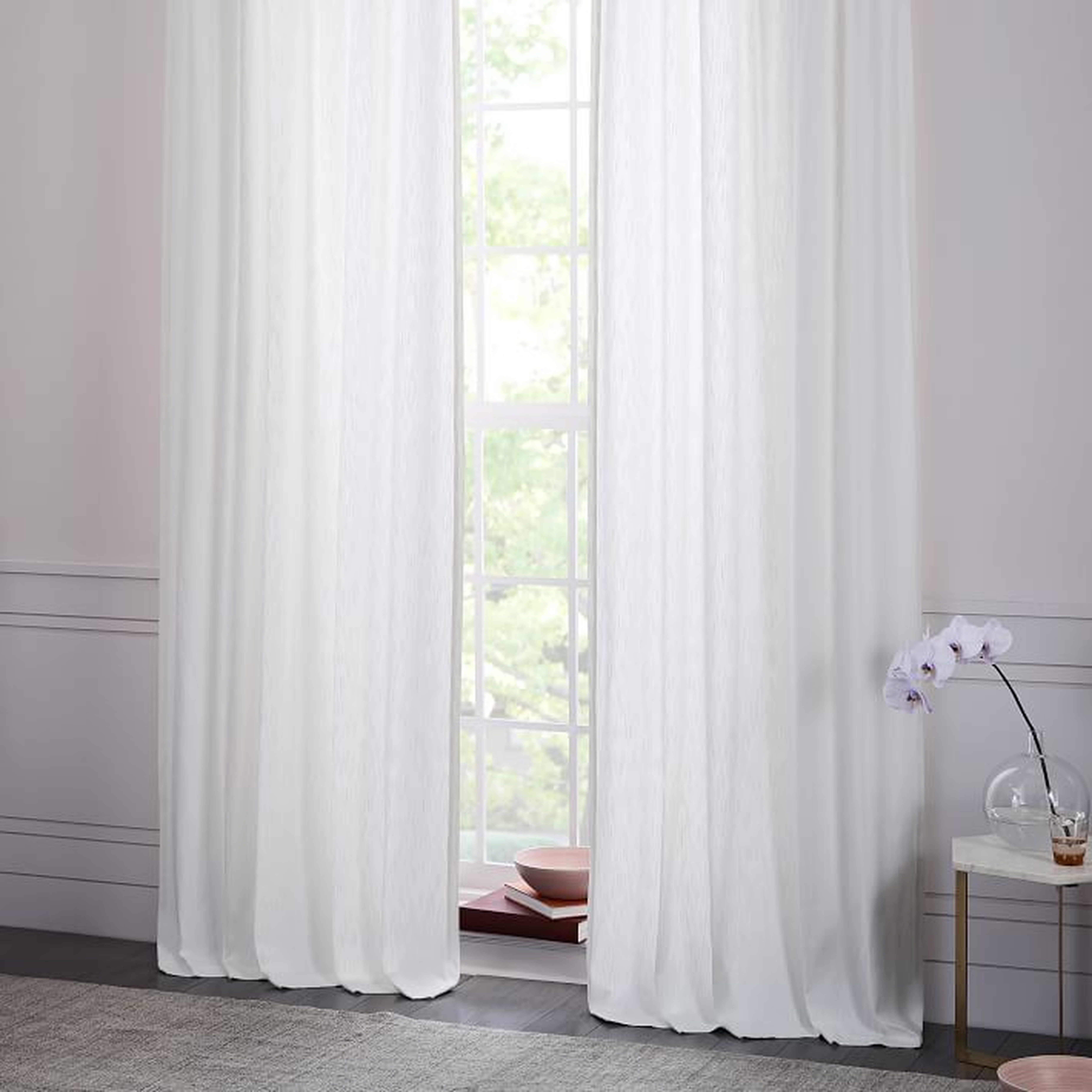 CottonTextured  Jacquard Curtain - Stone White - 96" - West Elm