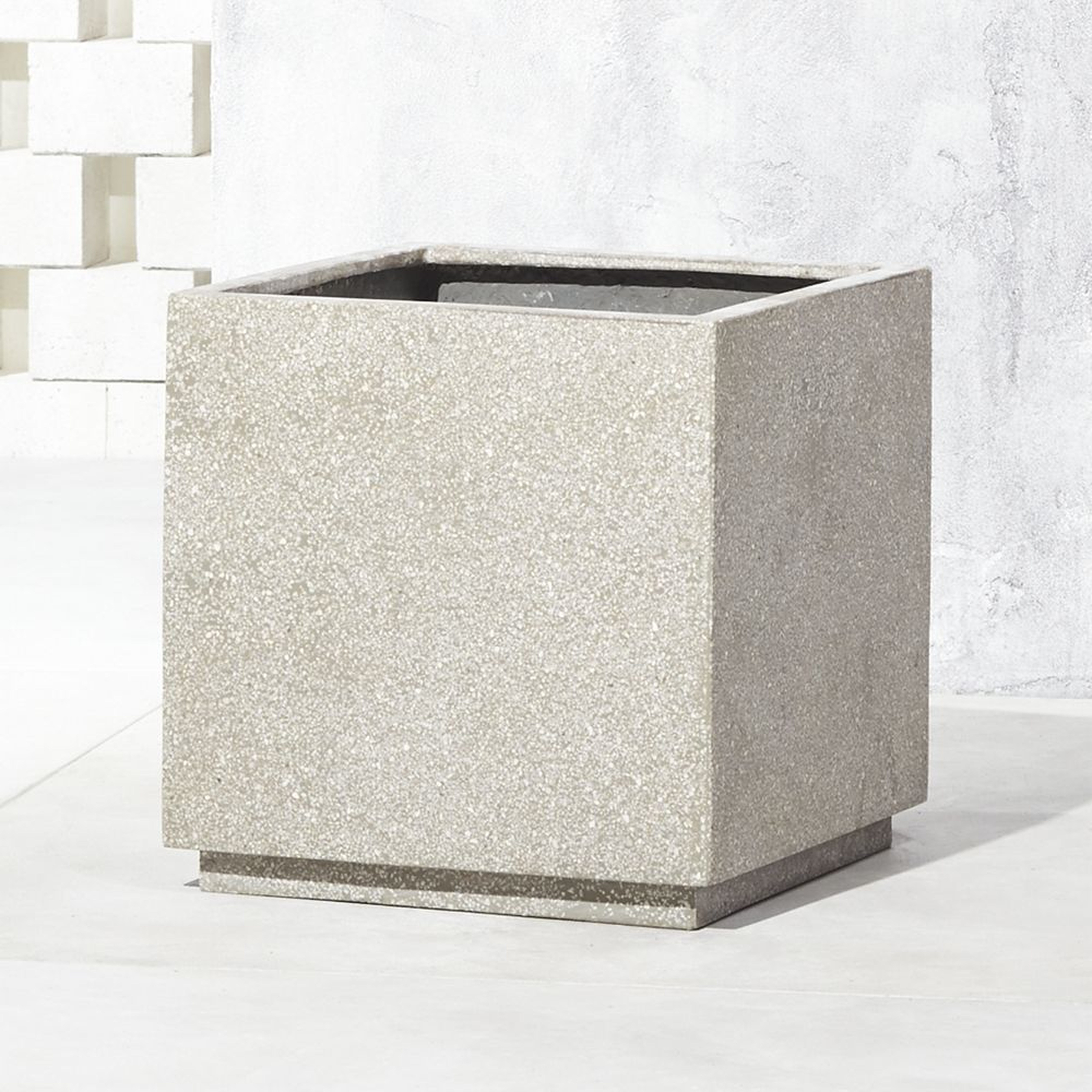 Playa Square Grey Stone Indoor/Outdoor Planter Large - CB2