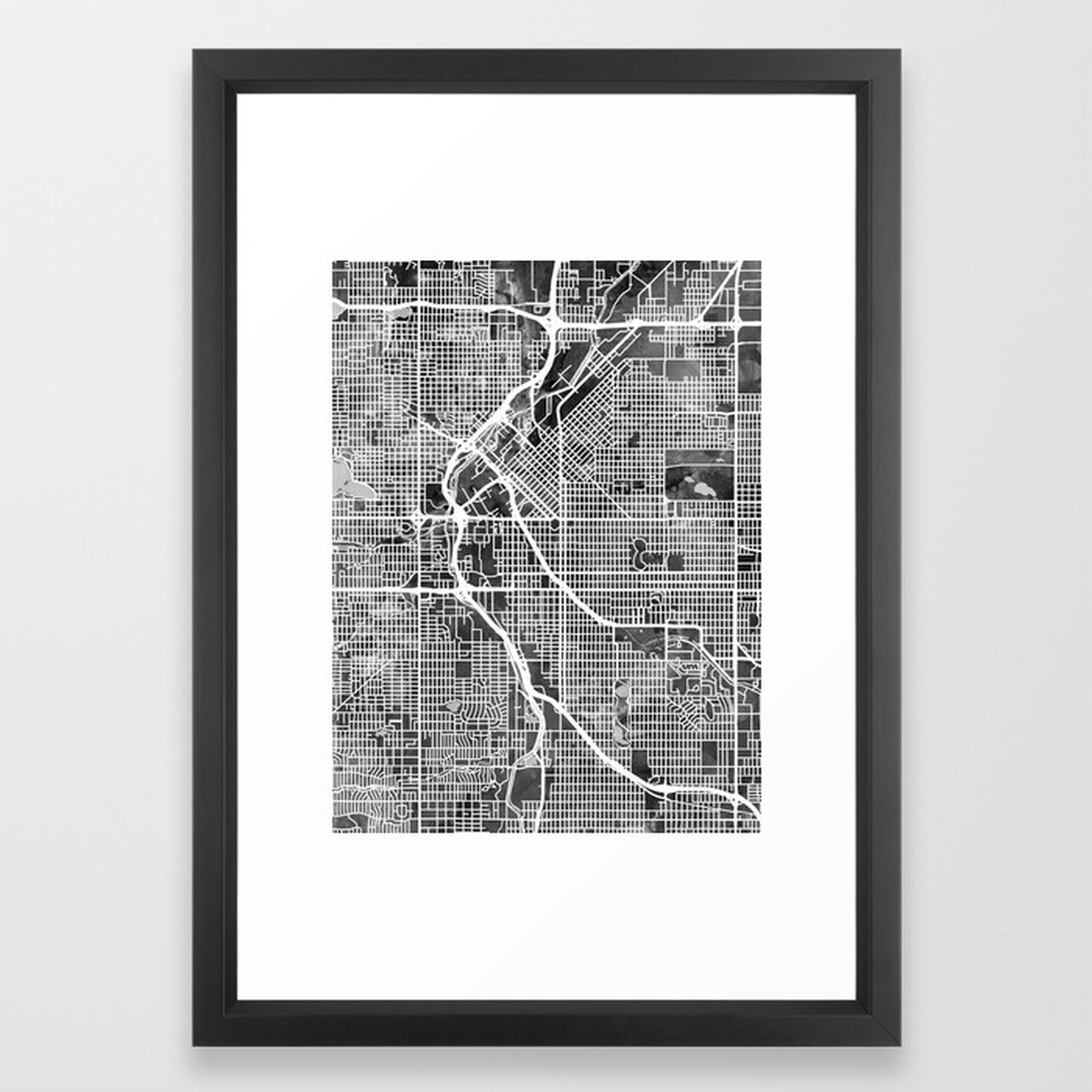 Denver Colorado Street Map - 15x21, Vector Black - Society6