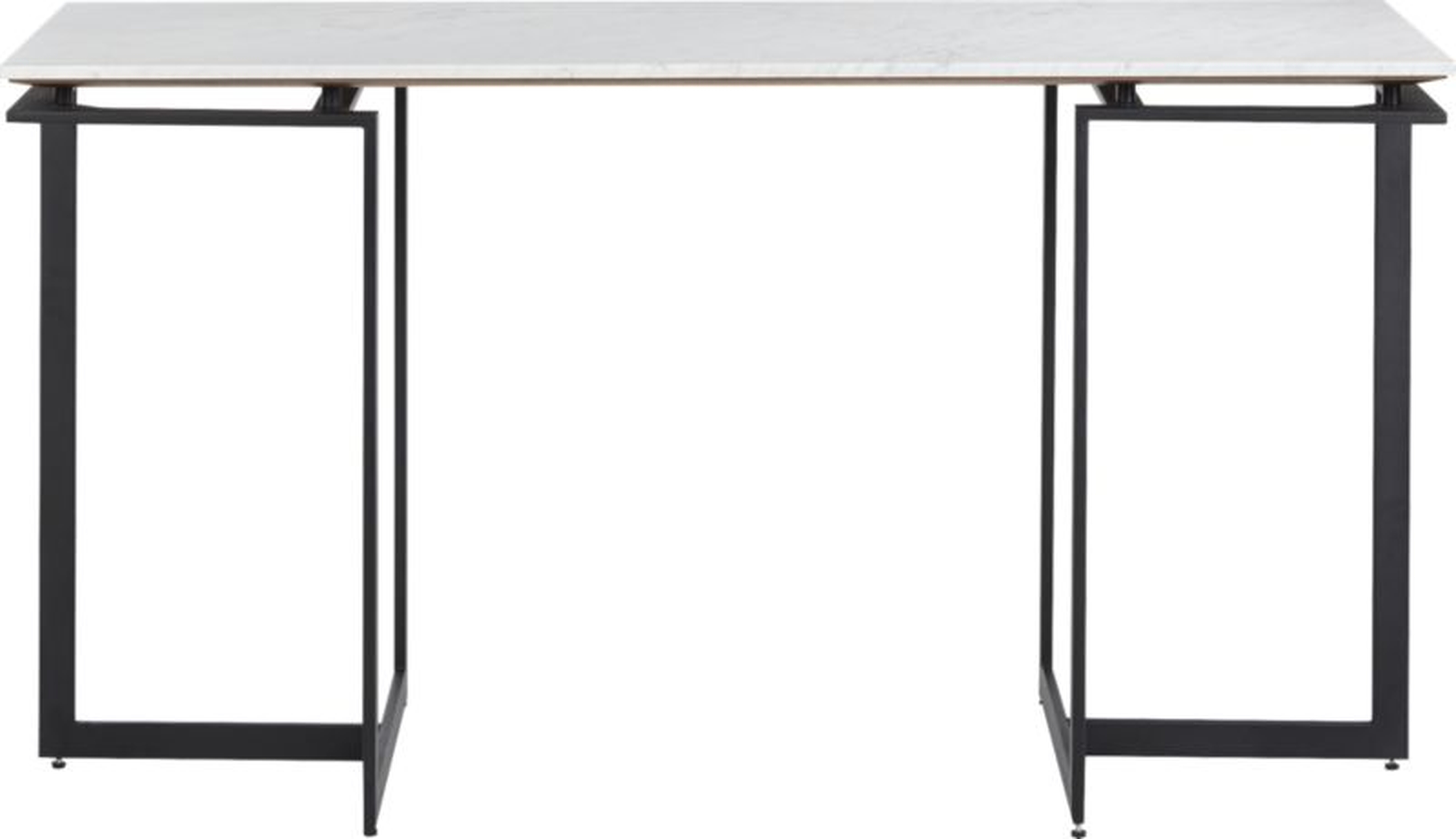Fullerton Black Metal Desk with White Marble Top - CB2