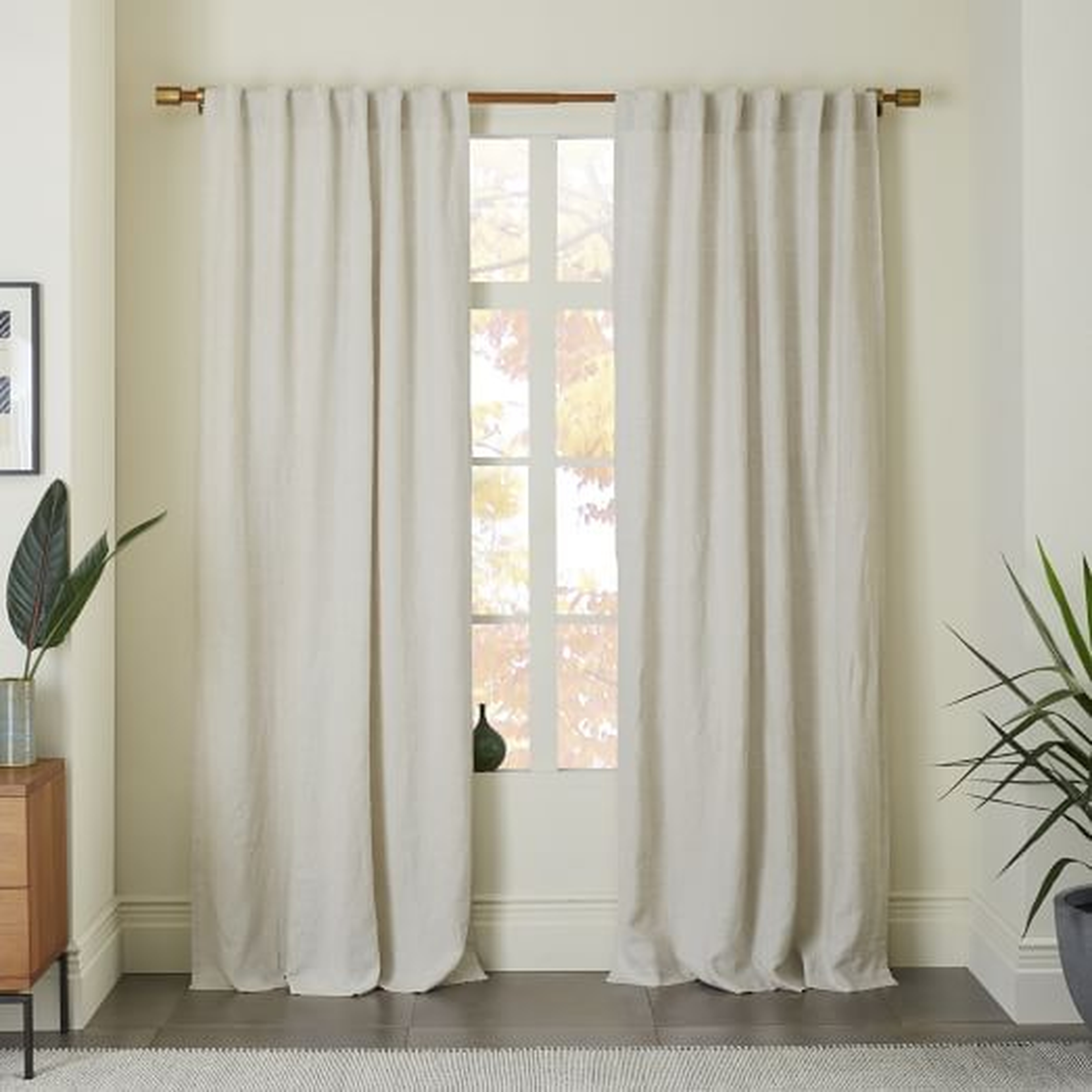 Belgian Flax Linen Curtain, Natural with Blackout Lining (individual) - West Elm