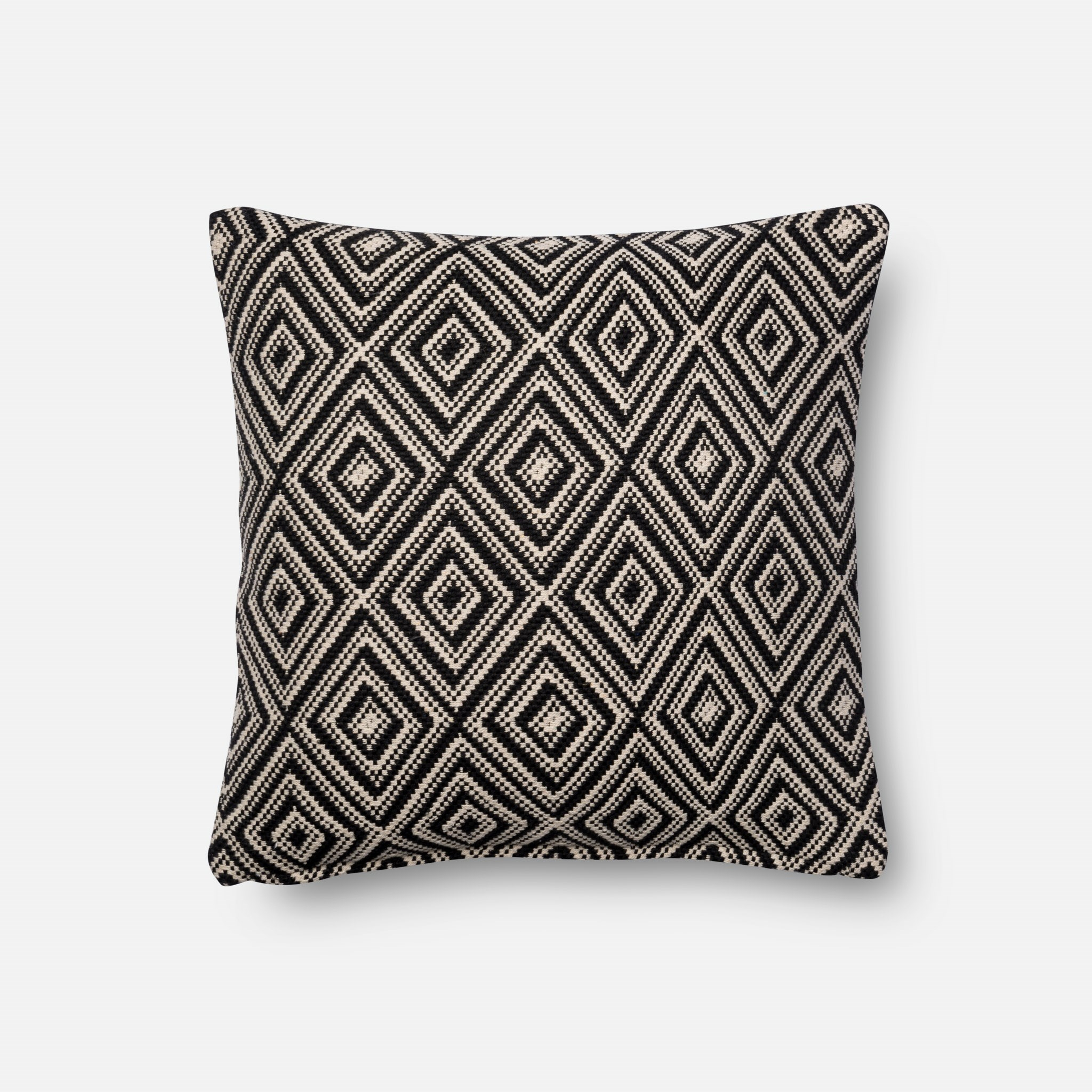 DSET Pillow BLACK / WHITE 18" X 18" Cover w/Down - Magnolia Home by Joana Gaines Crafted by Loloi Rugs