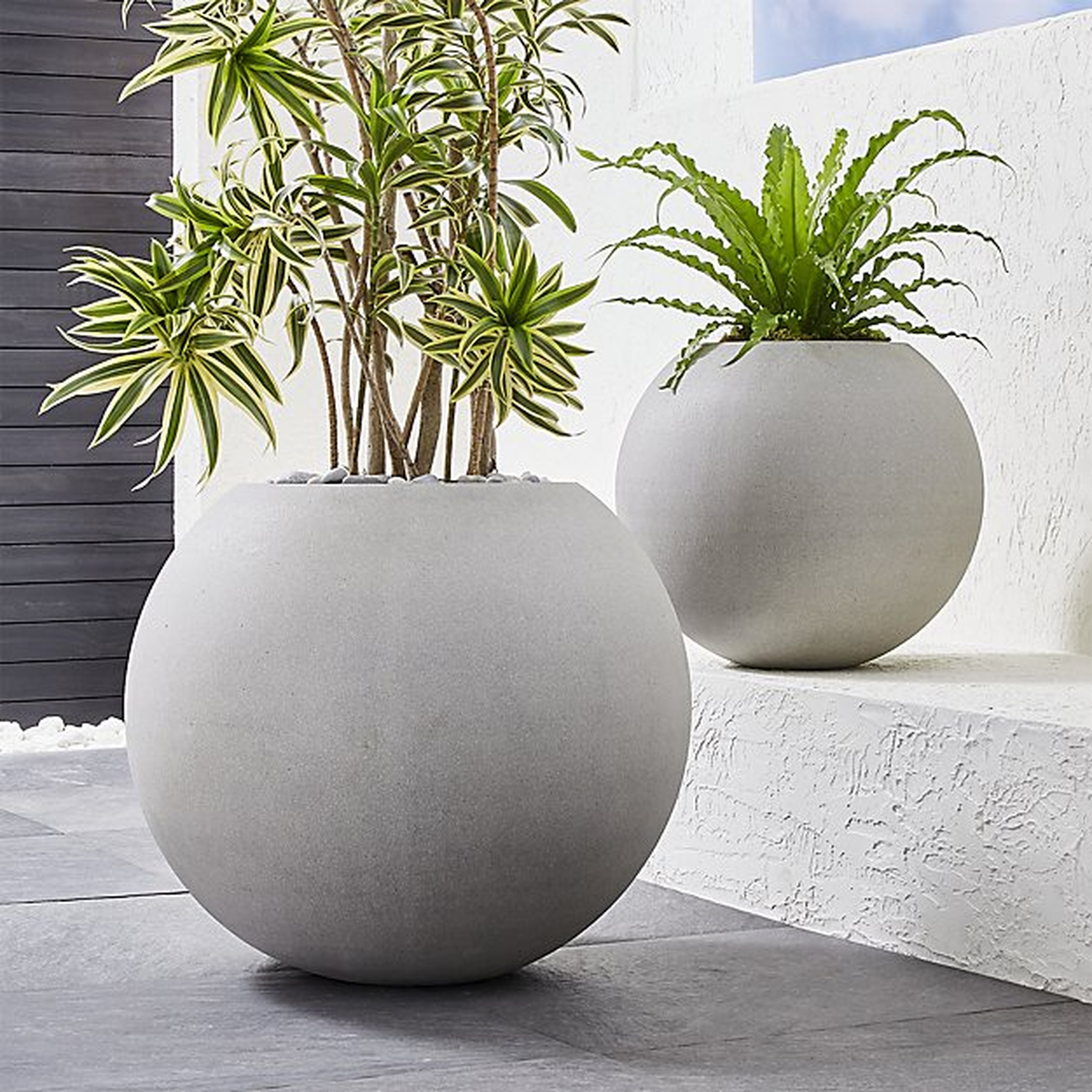 Sphere Light Grey Planter, Large - Crate and Barrel