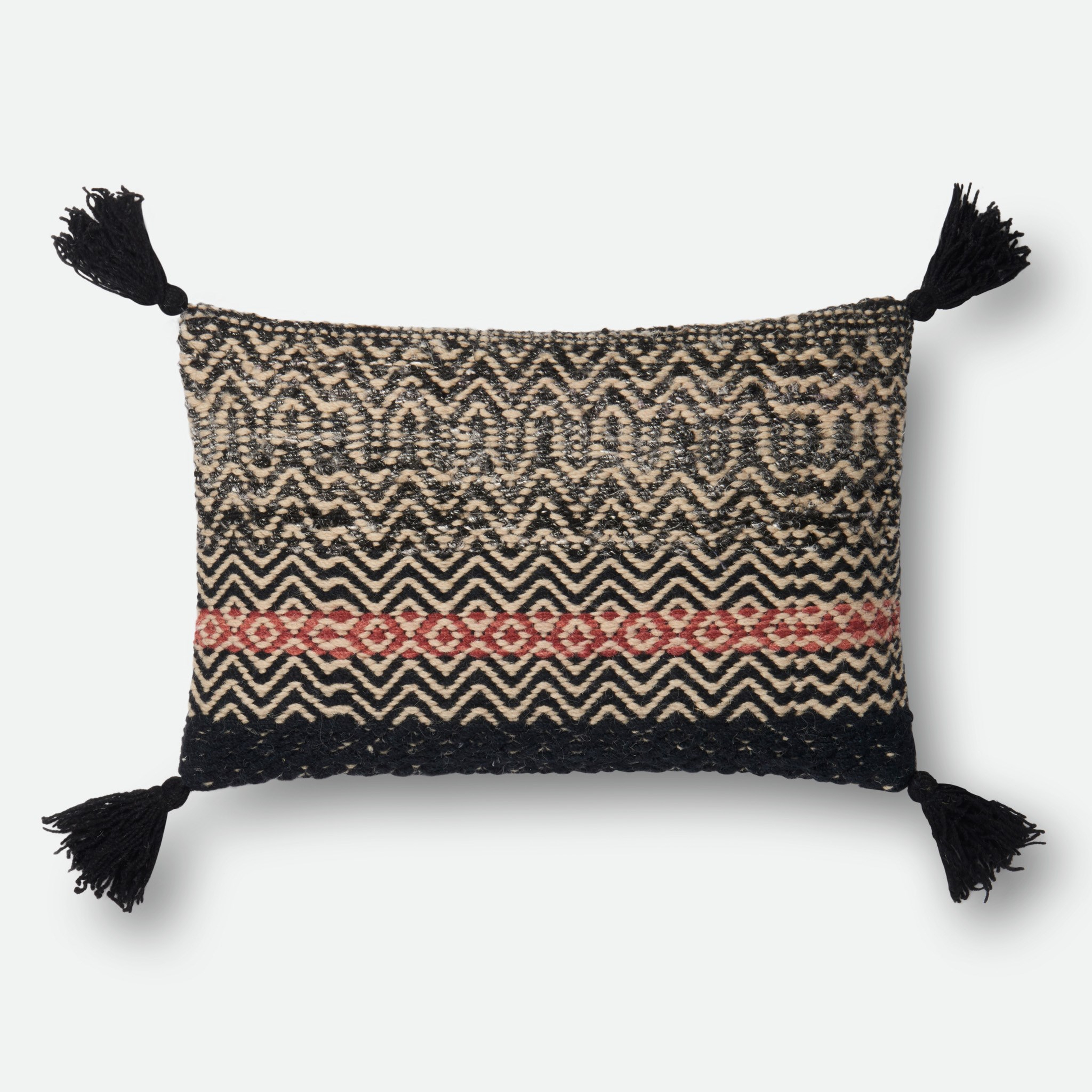 PILLOWS Pillow BLACK 13" X 21" Cover w/Poly - Loloi Rugs