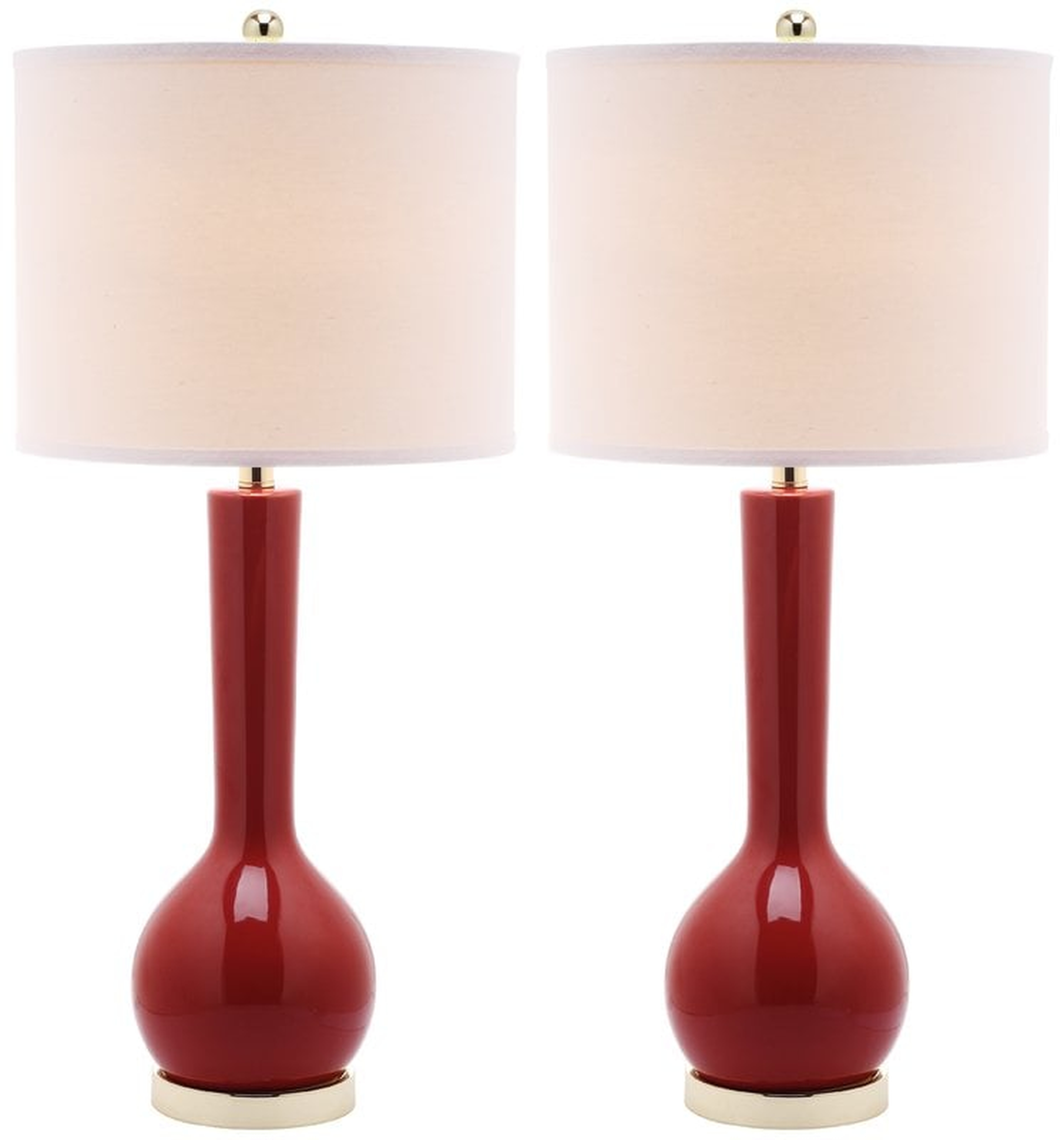 Mae 30.5-Inch H Long Neck Ceramic Table Lamp - Red - Safavieh - Safavieh