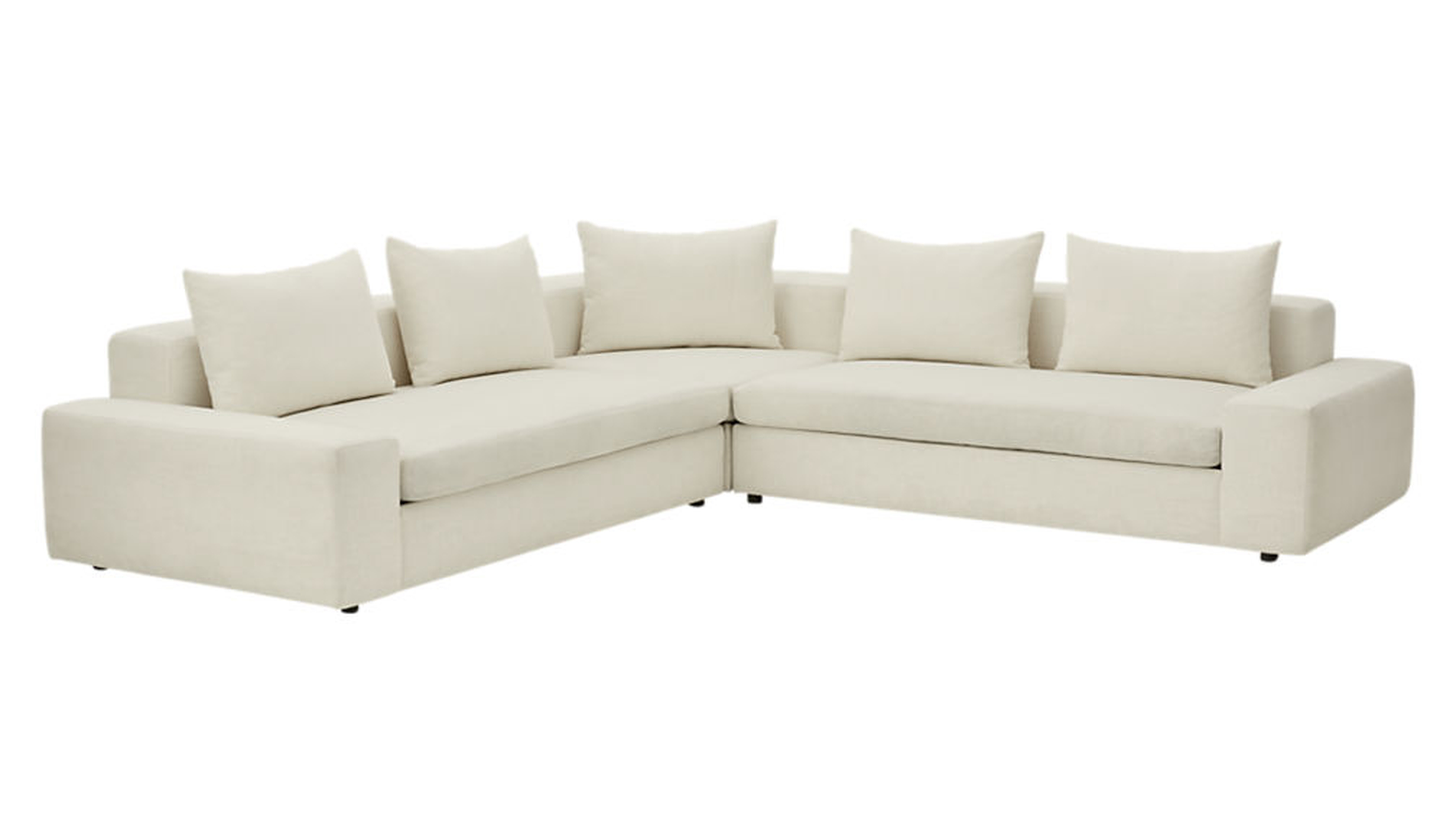arlo 3-piece iron snow wide arm sectional sofa - CB2