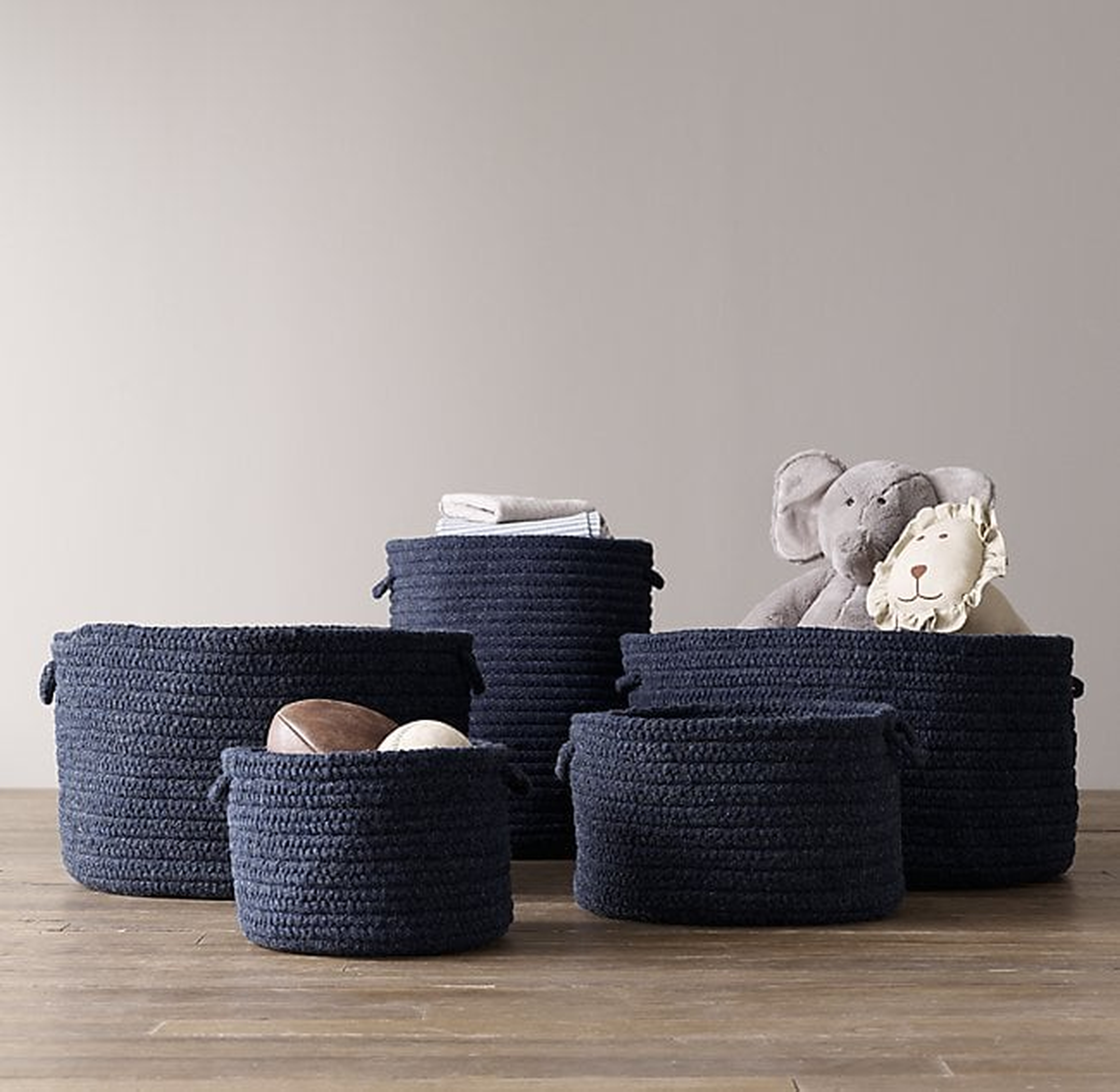 BRAIDED WOOL STORAGE - NAVY - RH