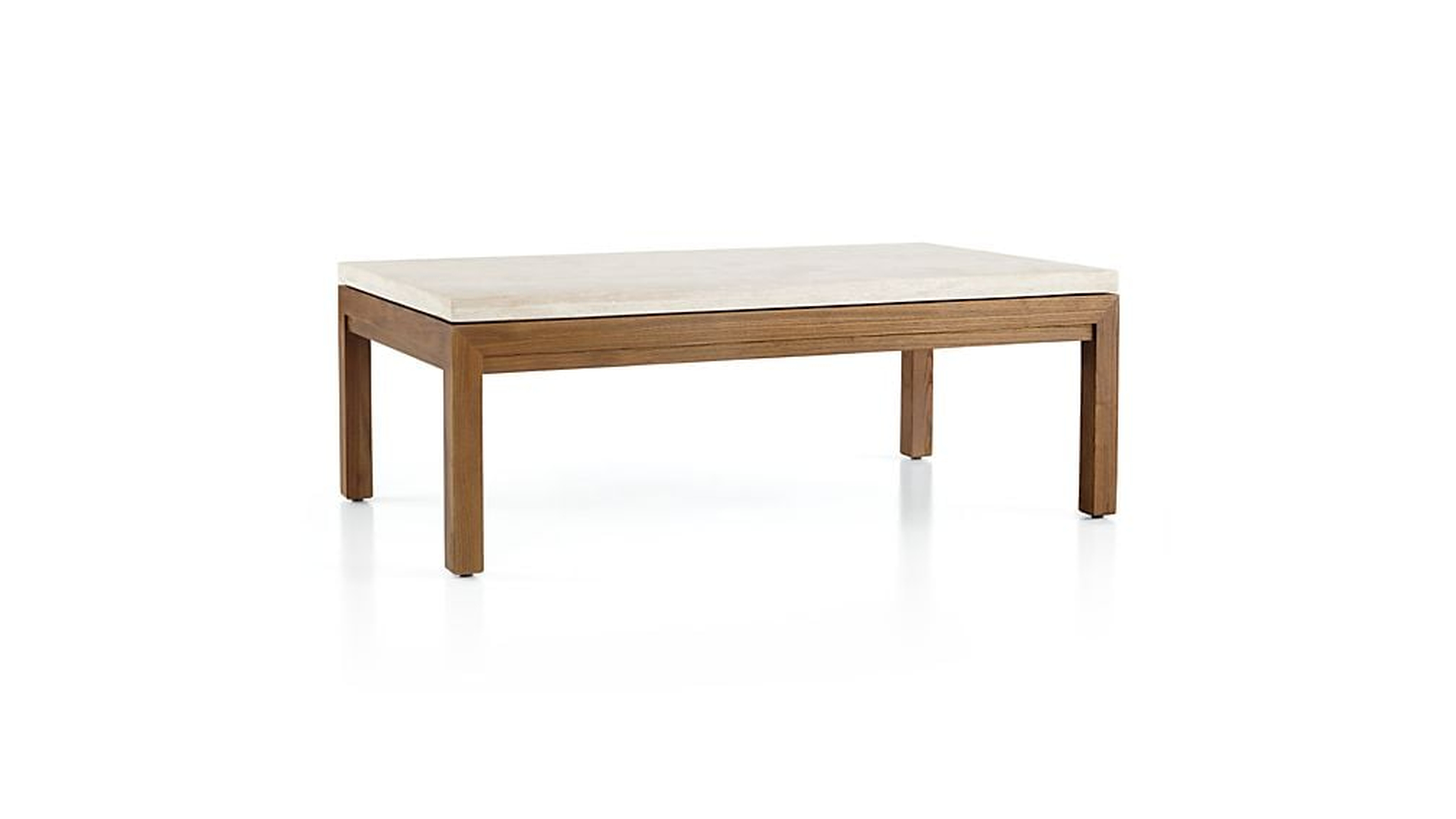 Parsons Travertine Top/ Elm Base 48x28 Small Rectangular Coffee Table - Crate and Barrel