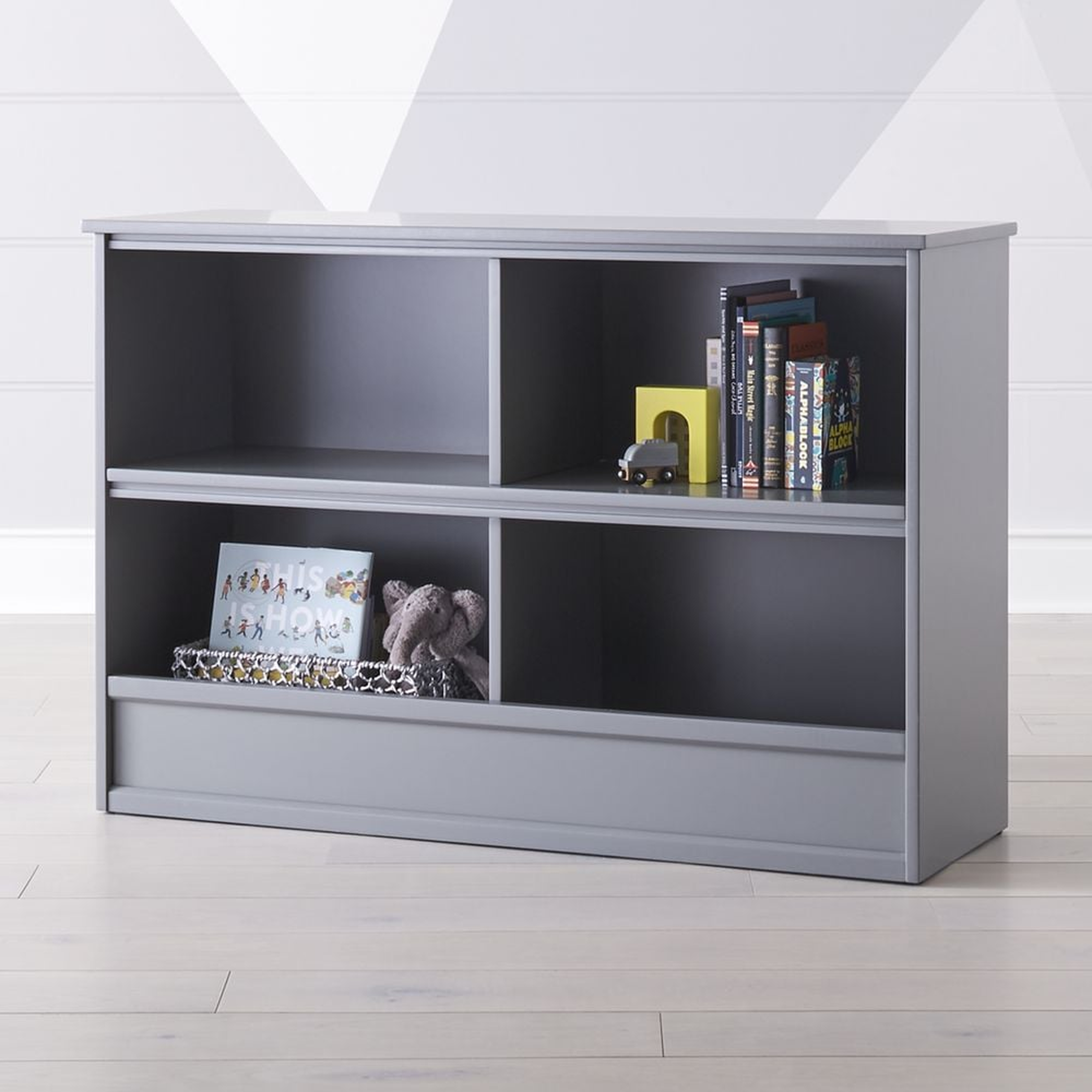 Horizon Wide Grey Bookcase - Crate and Barrel