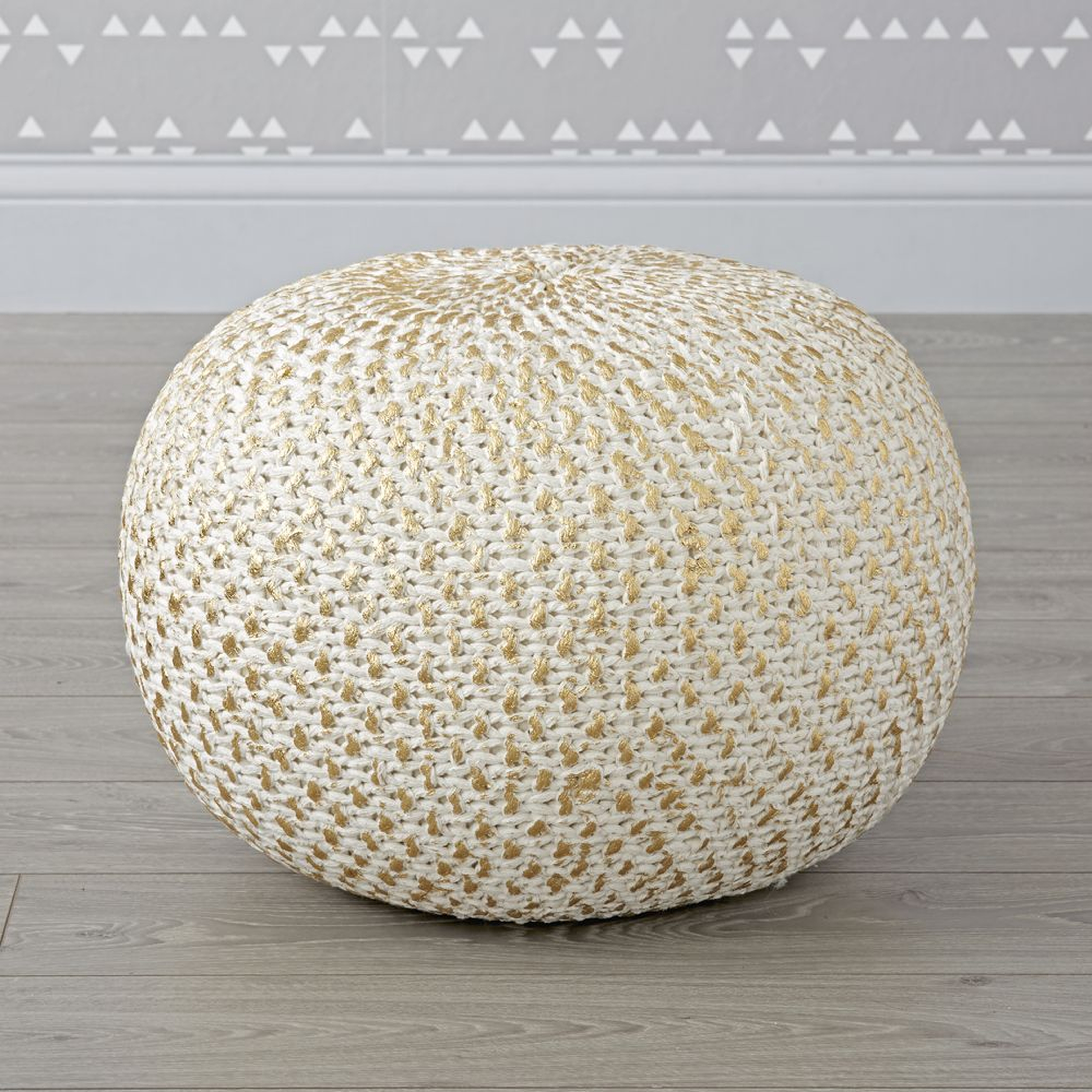 Knit Gold Pouf - Crate and Barrel