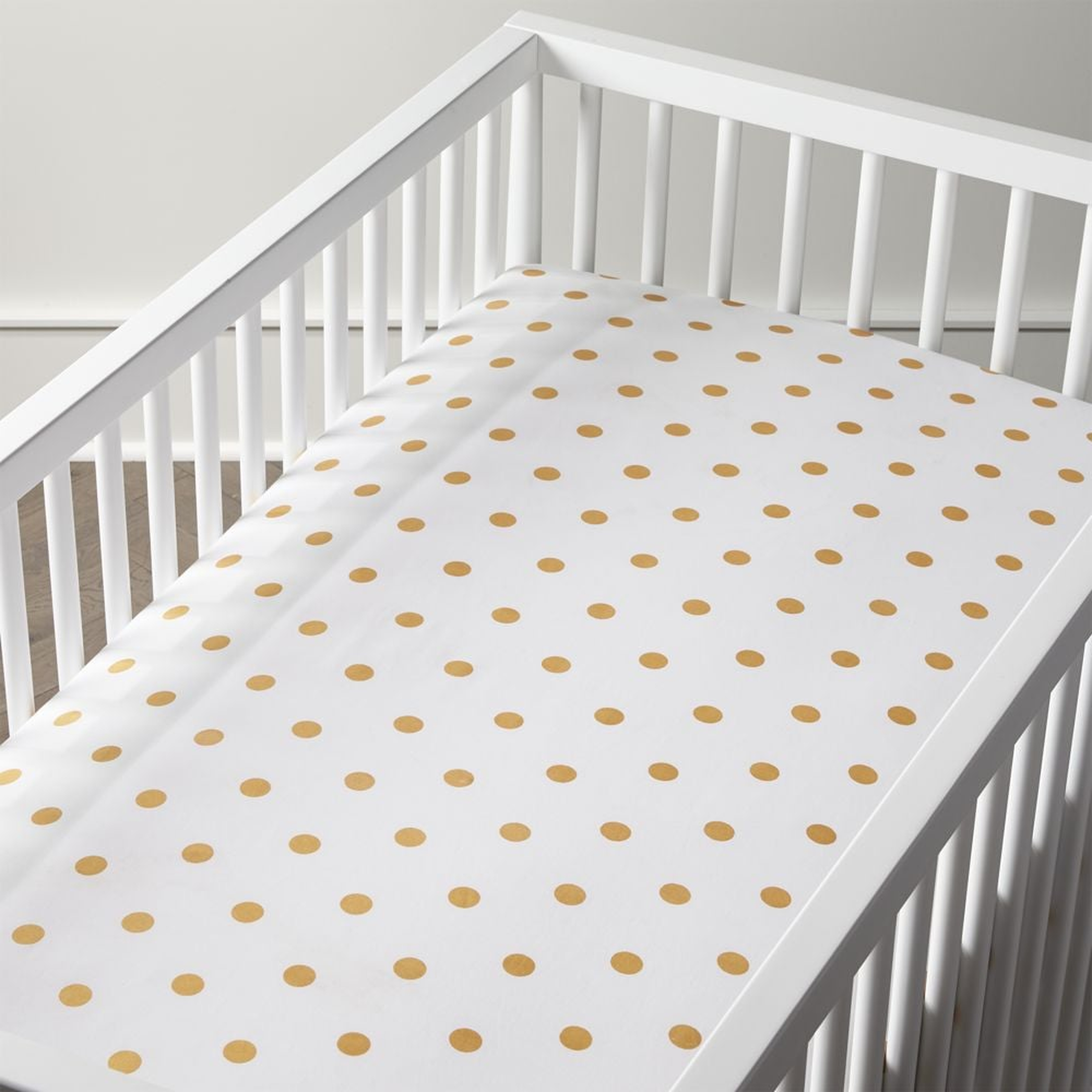 Organic Gold Dot Crib Fitted Sheet - Crate and Barrel