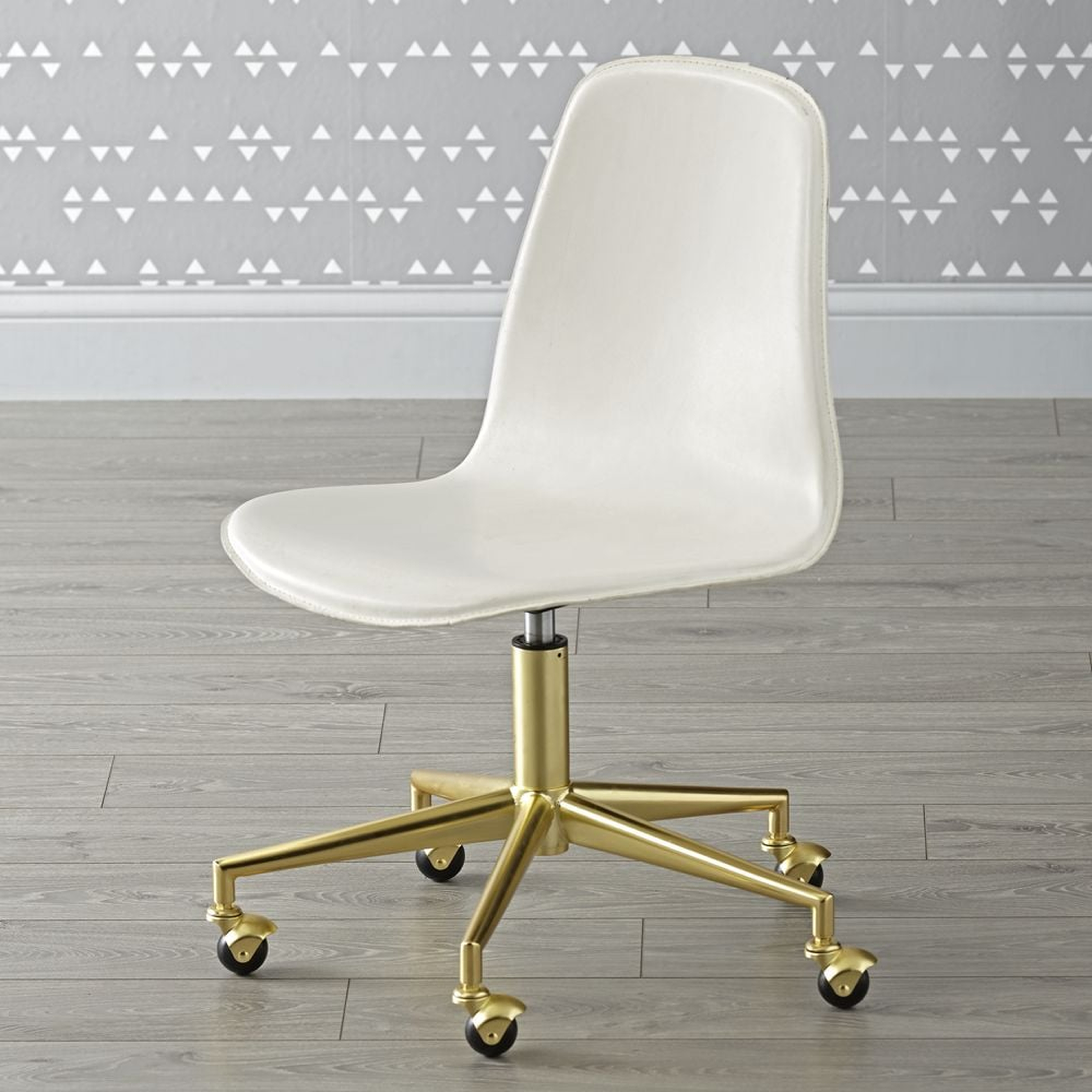 Kids Class Act White and Gold Desk Chair - Crate and Barrel