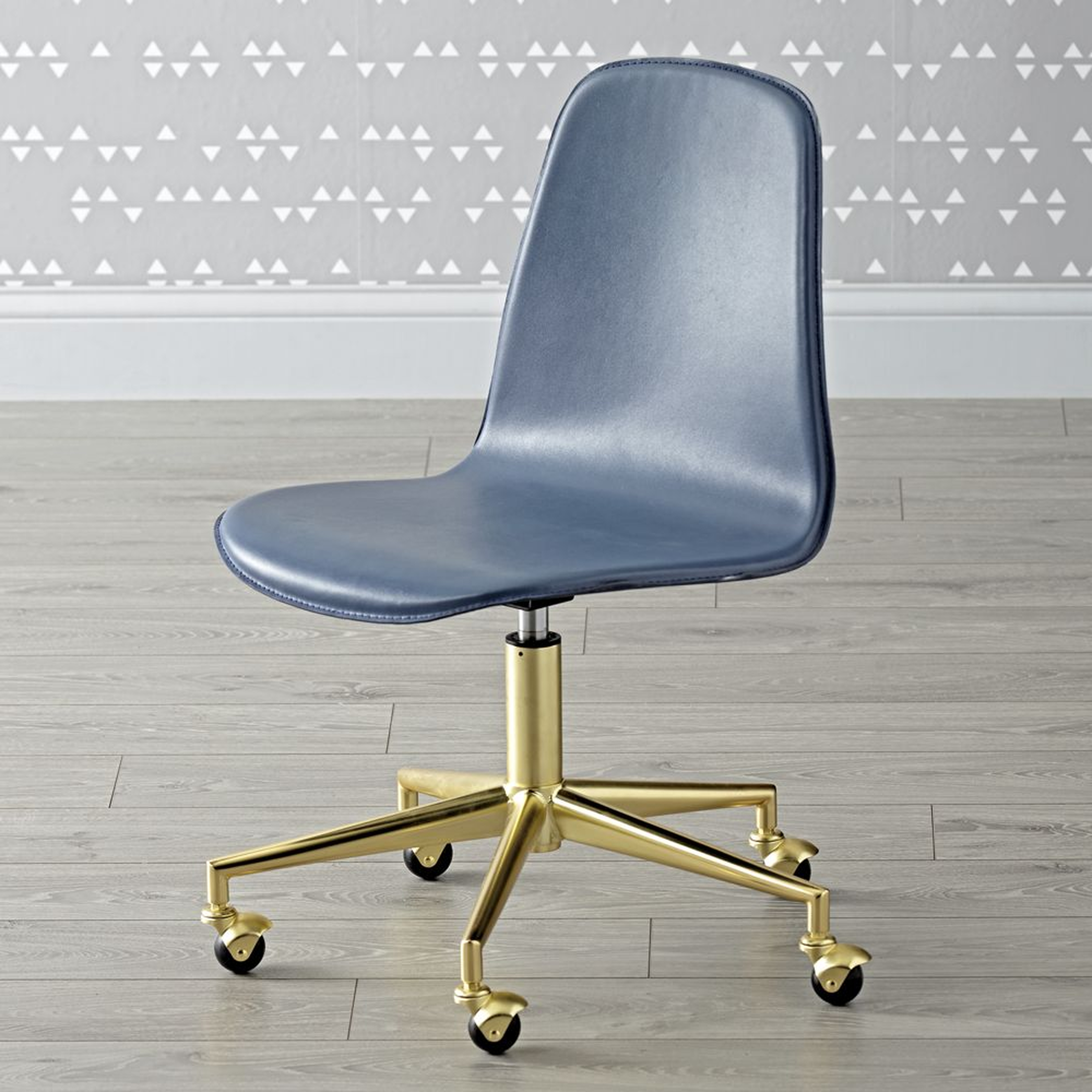 Kids Class Act Dark Blue and Gold Desk Chair - Crate and Barrel