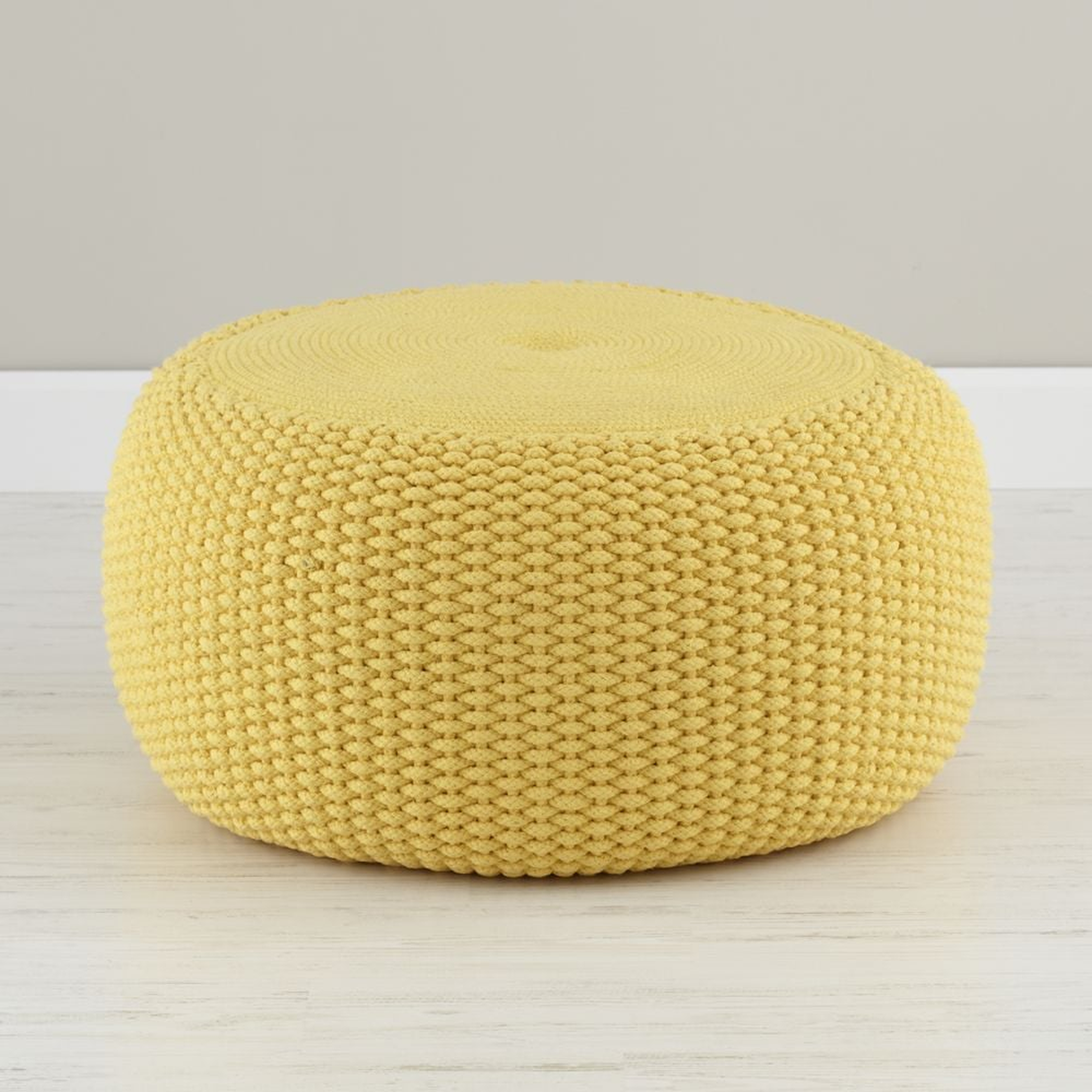 Yellow Braided Pouf - Crate and Barrel