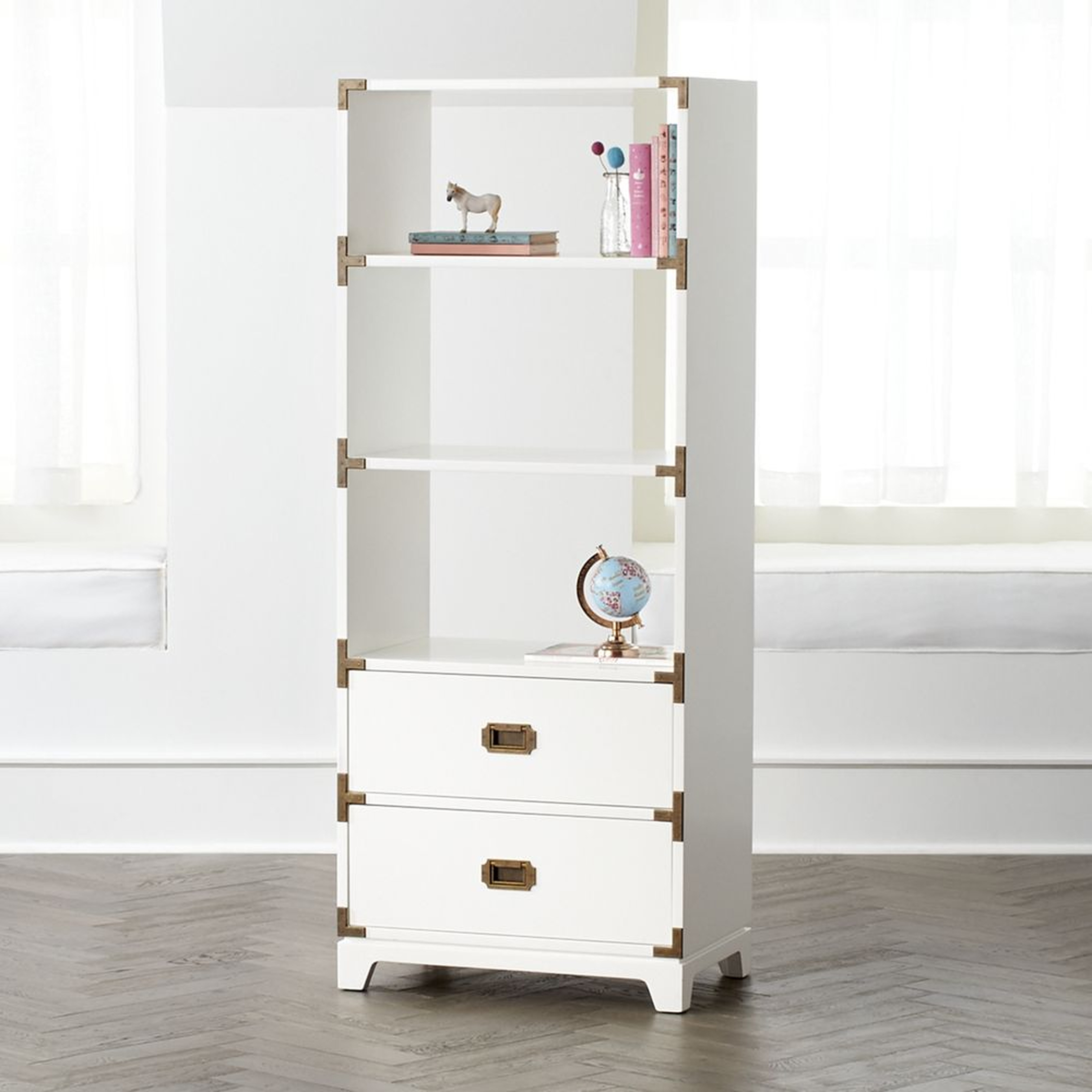 White Campaign Bookcase - Crate and Barrel