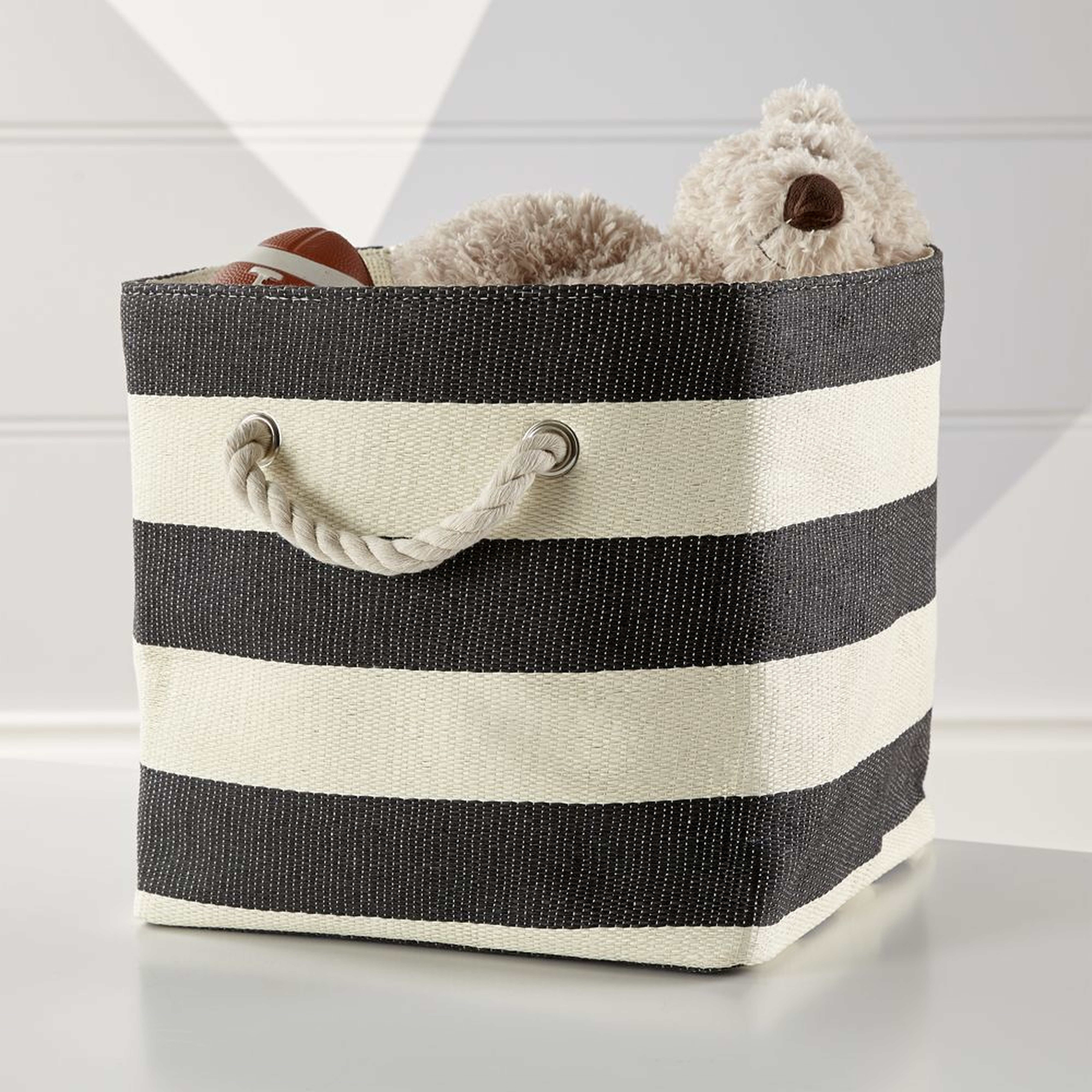 Stripes Around Black Cube Bin - Crate and Barrel