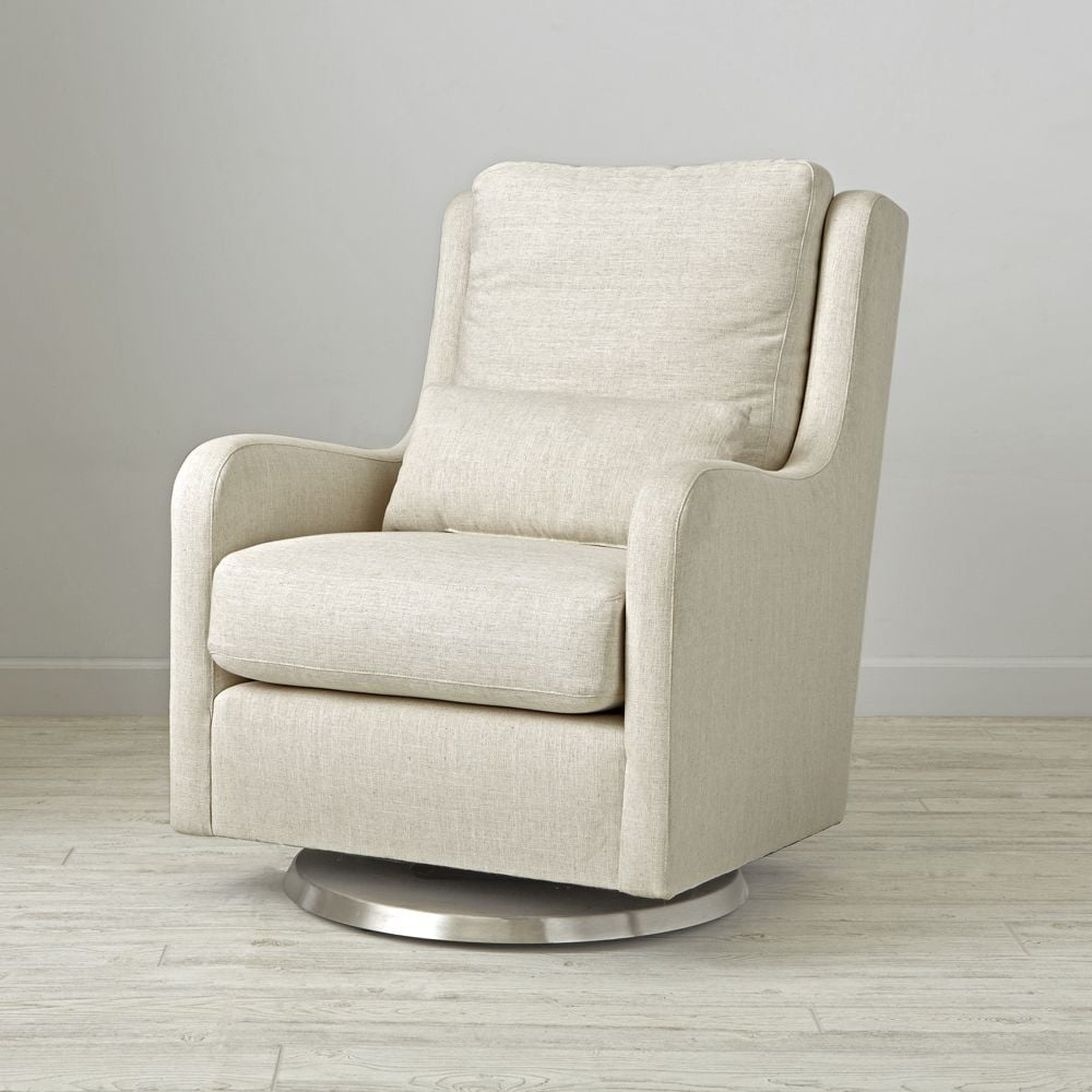 Milo Cream Nursery Swivel Glider Chair with Silver Base - Crate & Kids
