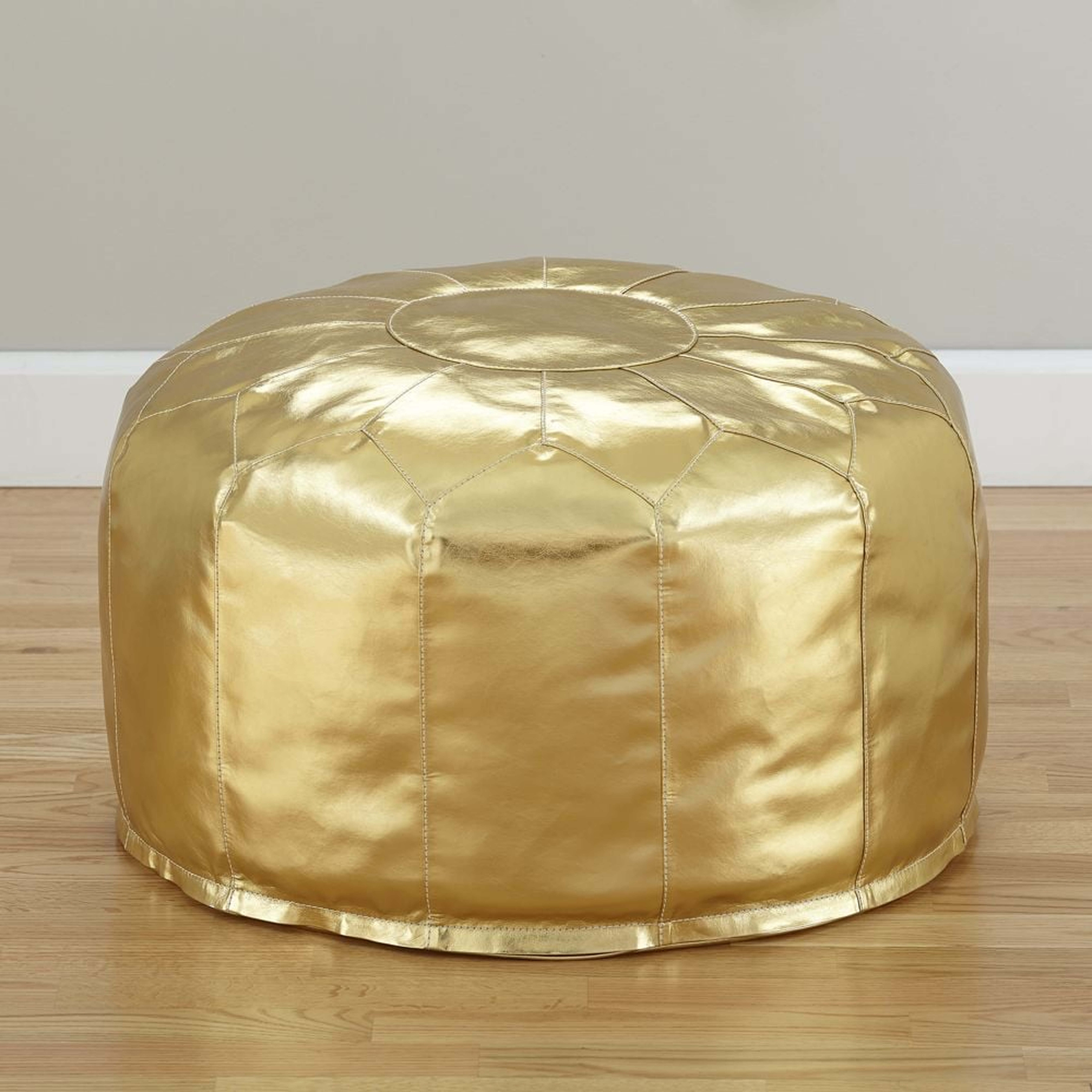 Faux Leather Gold Pouf-Standard size - Crate and Barrel