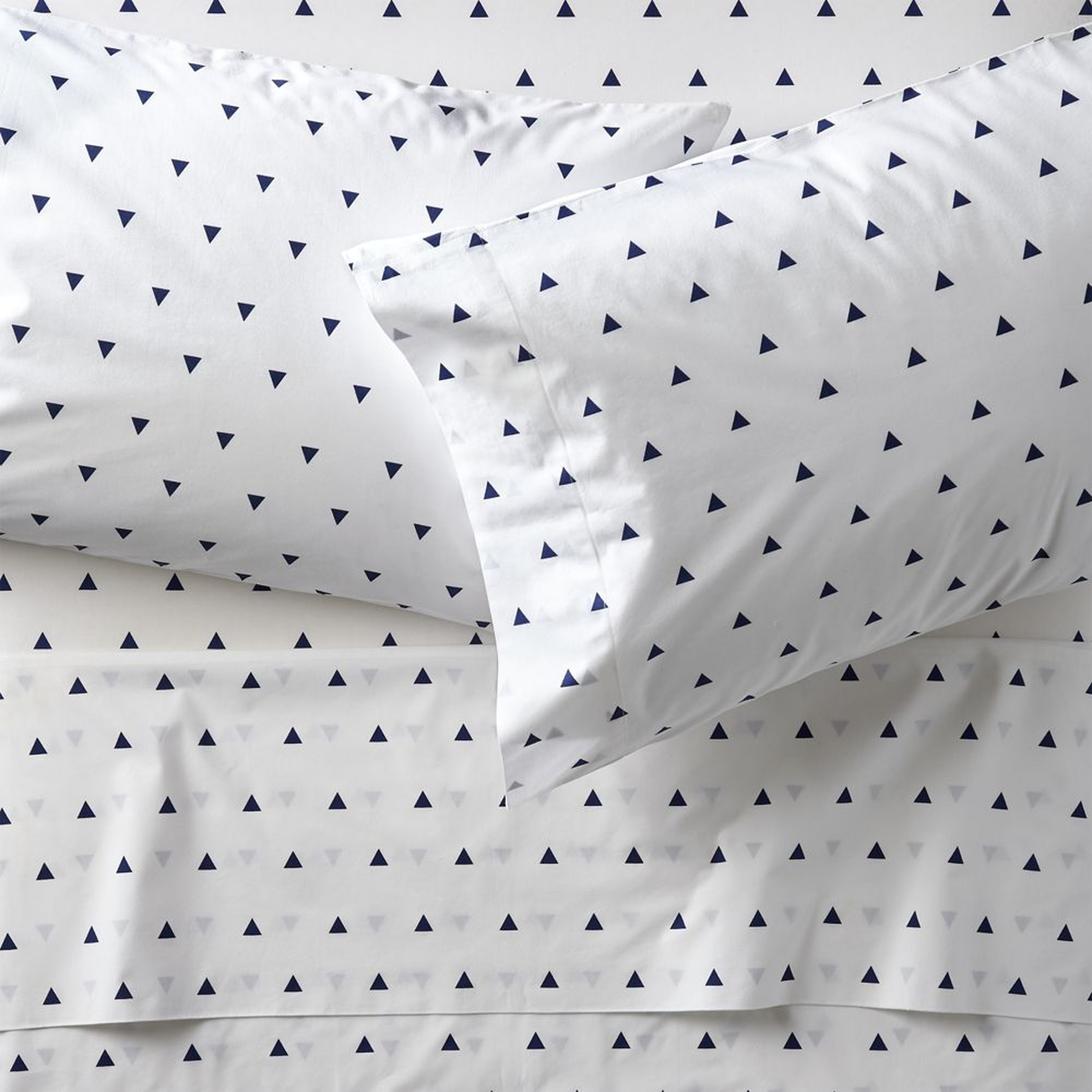Little Prints Blue Triangle Full Sheet Set - Crate and Barrel