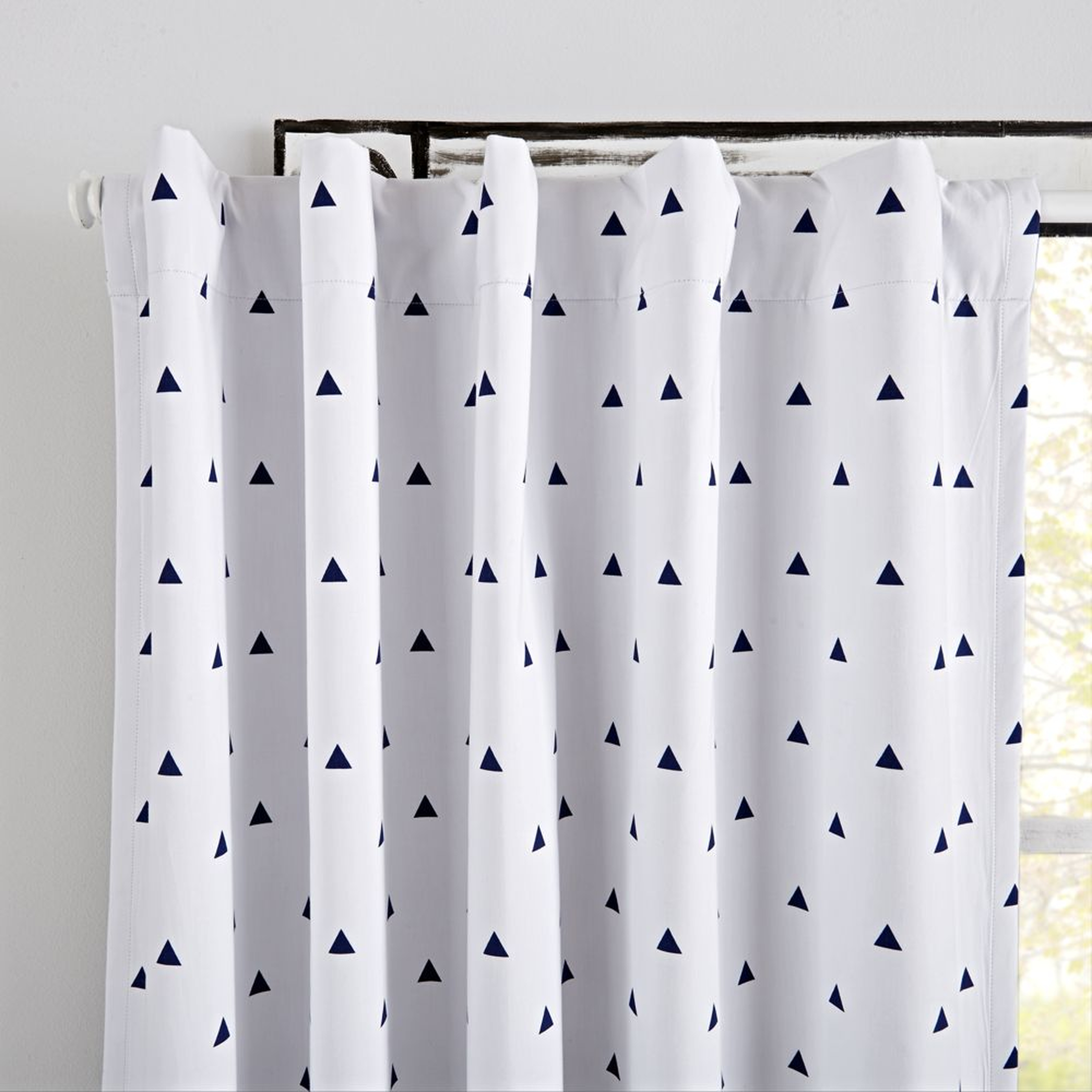 Little Prints Blue Triangle 84" Blackout Curtain - Crate and Barrel