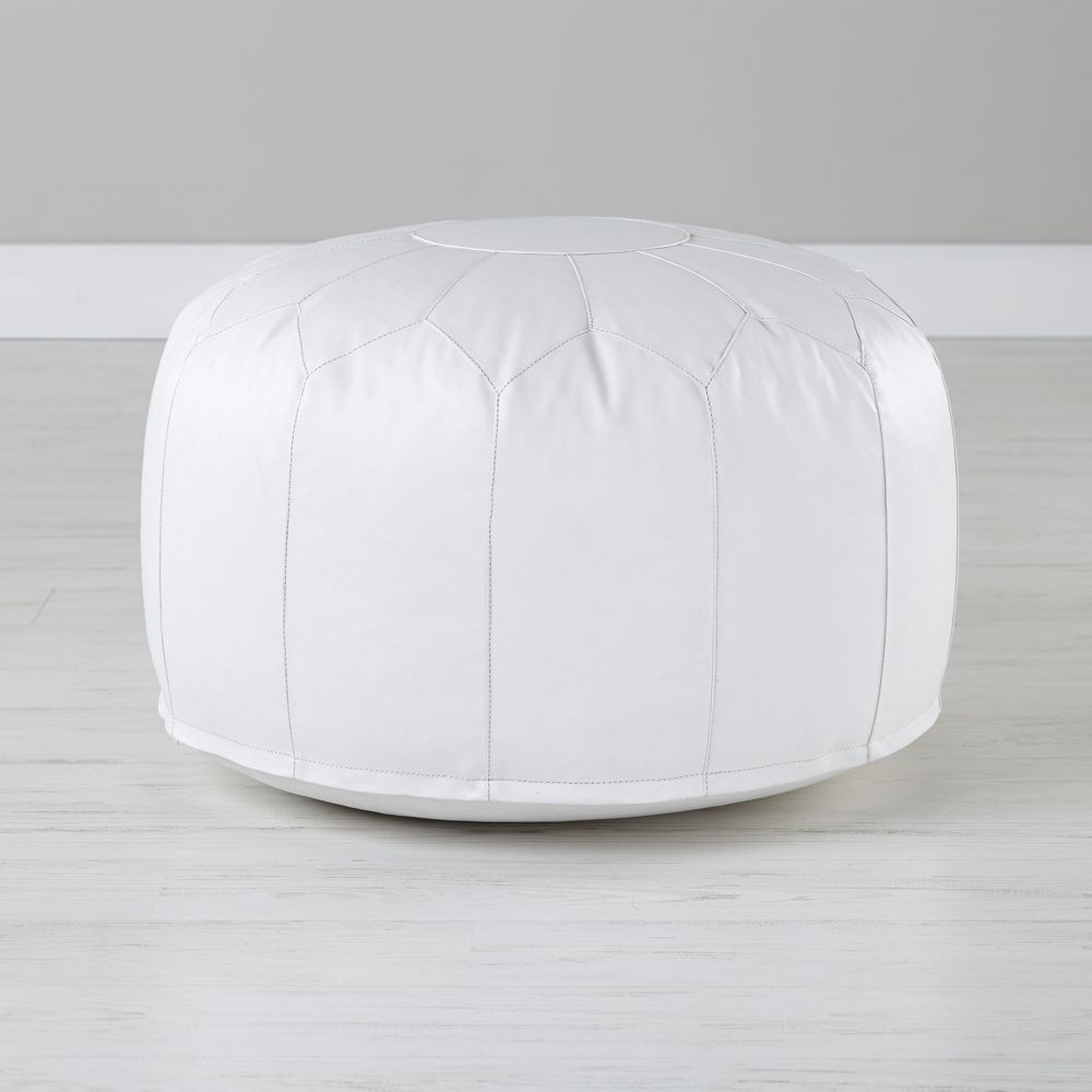 Faux Leather White Pouf - Crate and Barrel