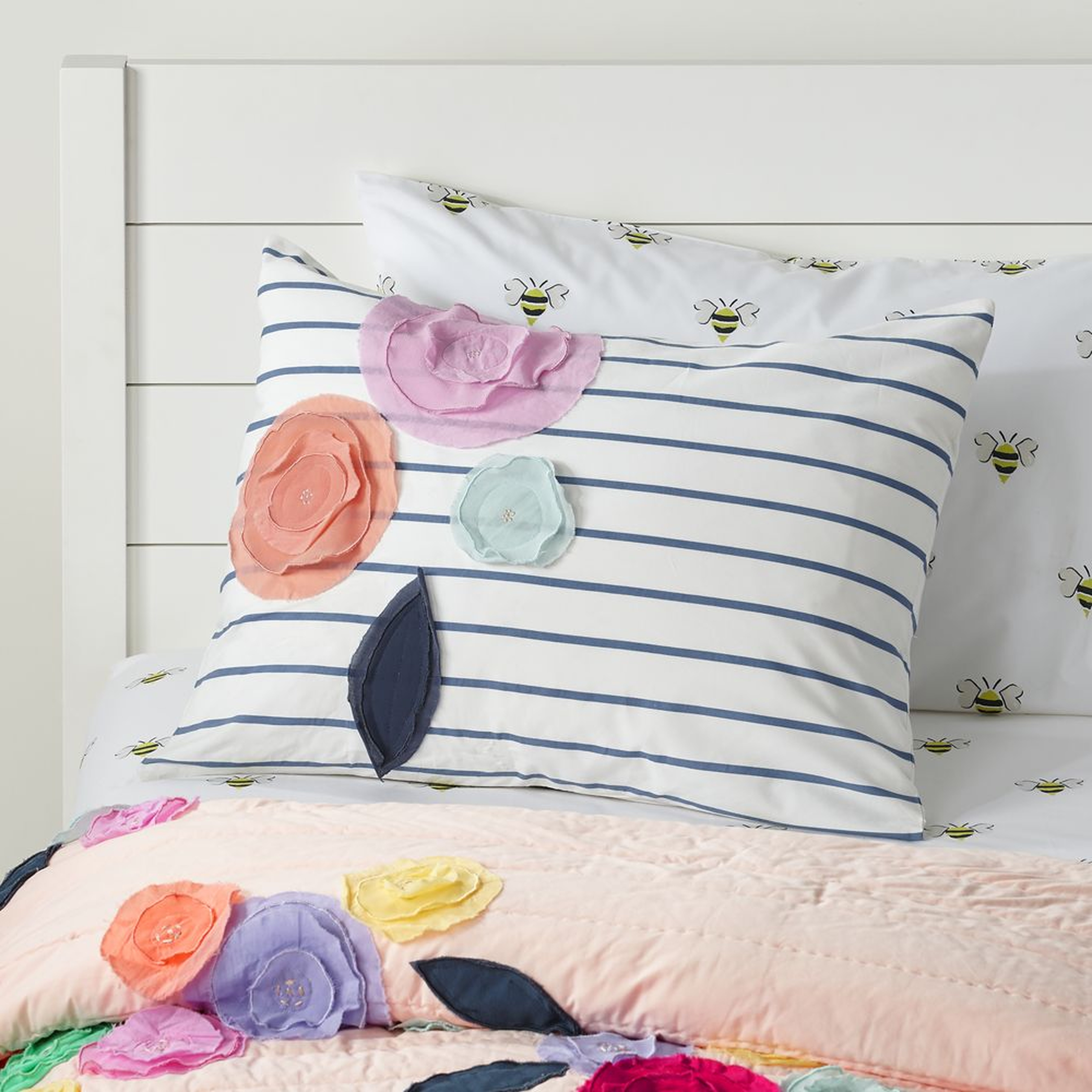 Bee's Knees Floral Applique Sham - Crate and Barrel