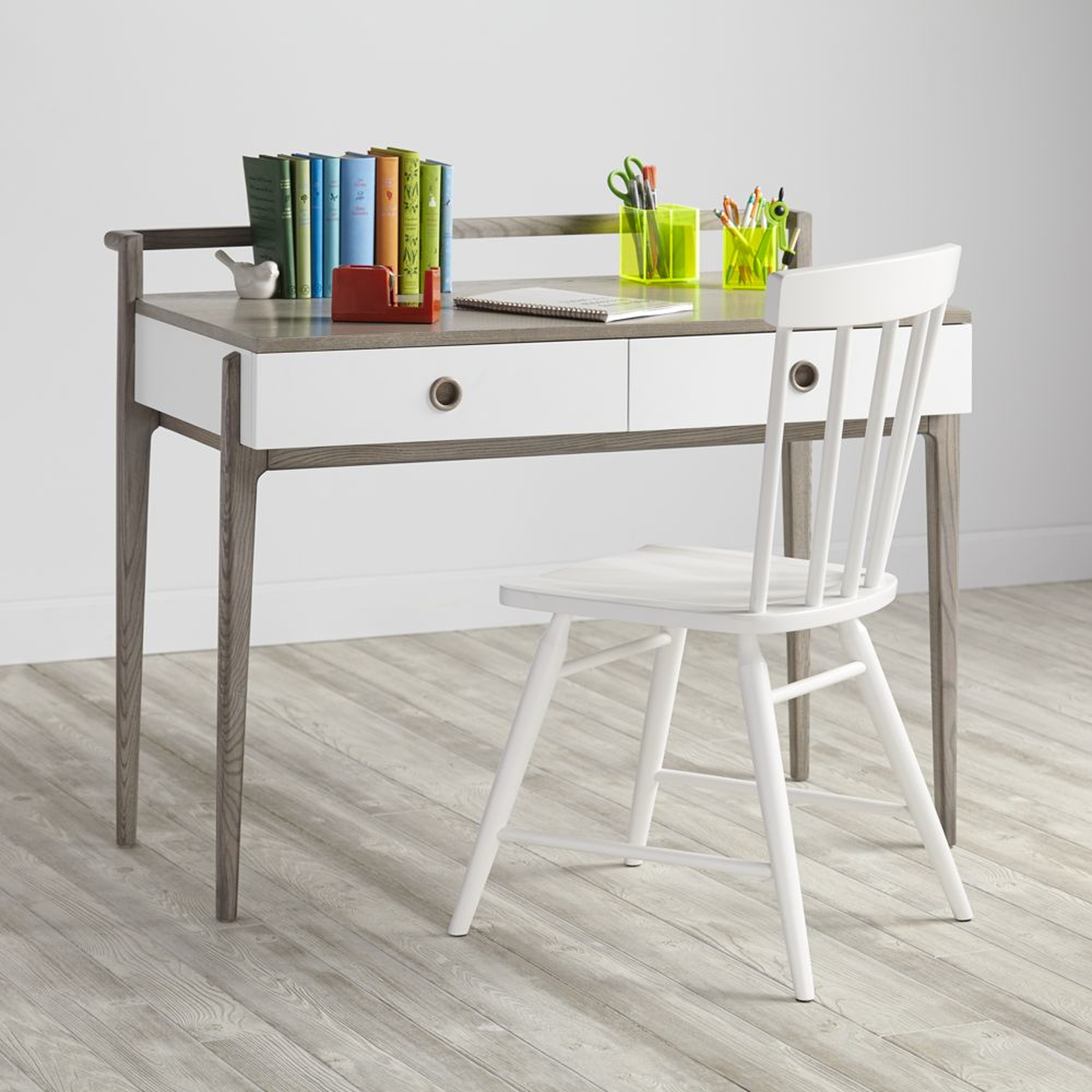 Kids Wrightwood Grey Stain and White Desk - Crate and Barrel