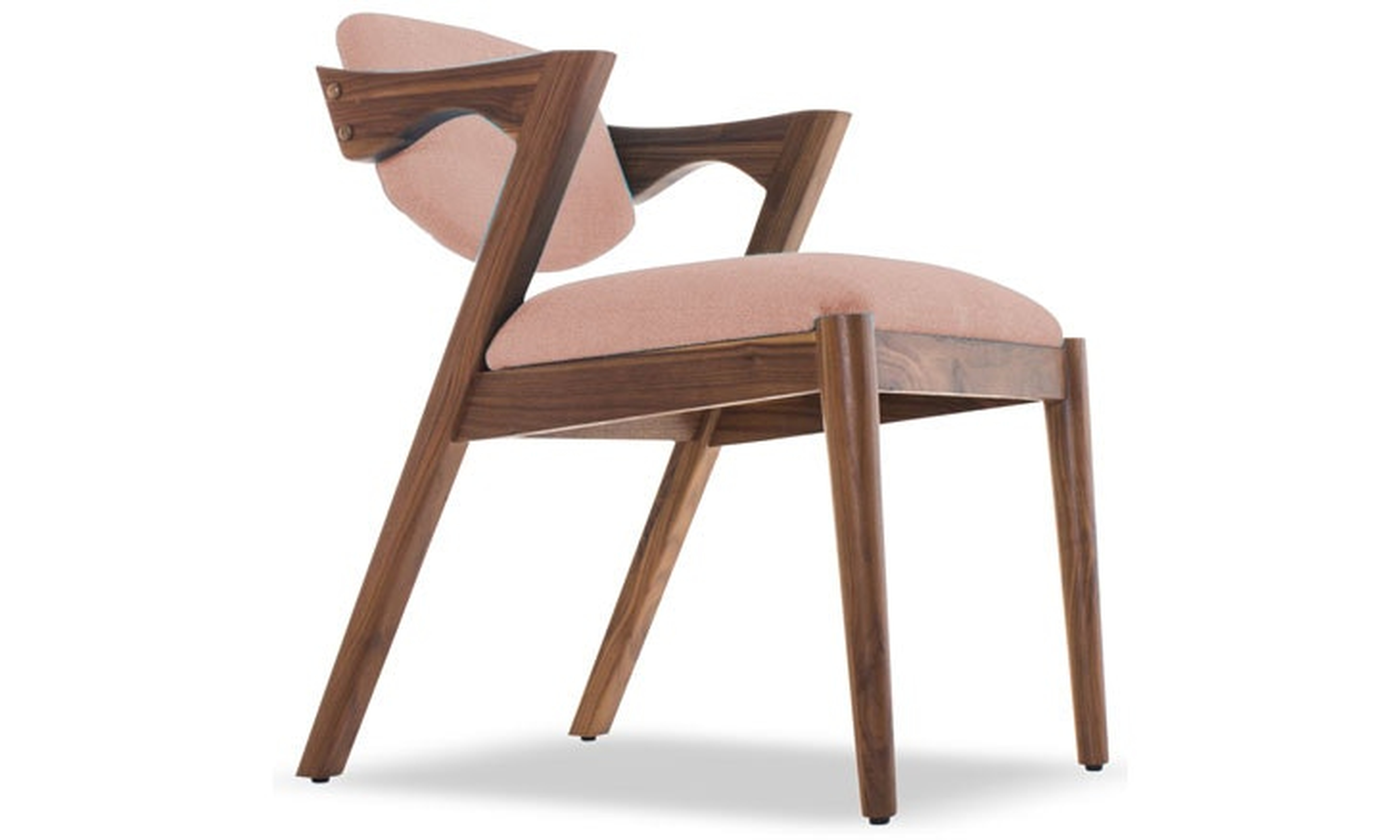 Pink Morgan Mid Century Modern Dining Chair - Prime Blush - Walnut - Joybird