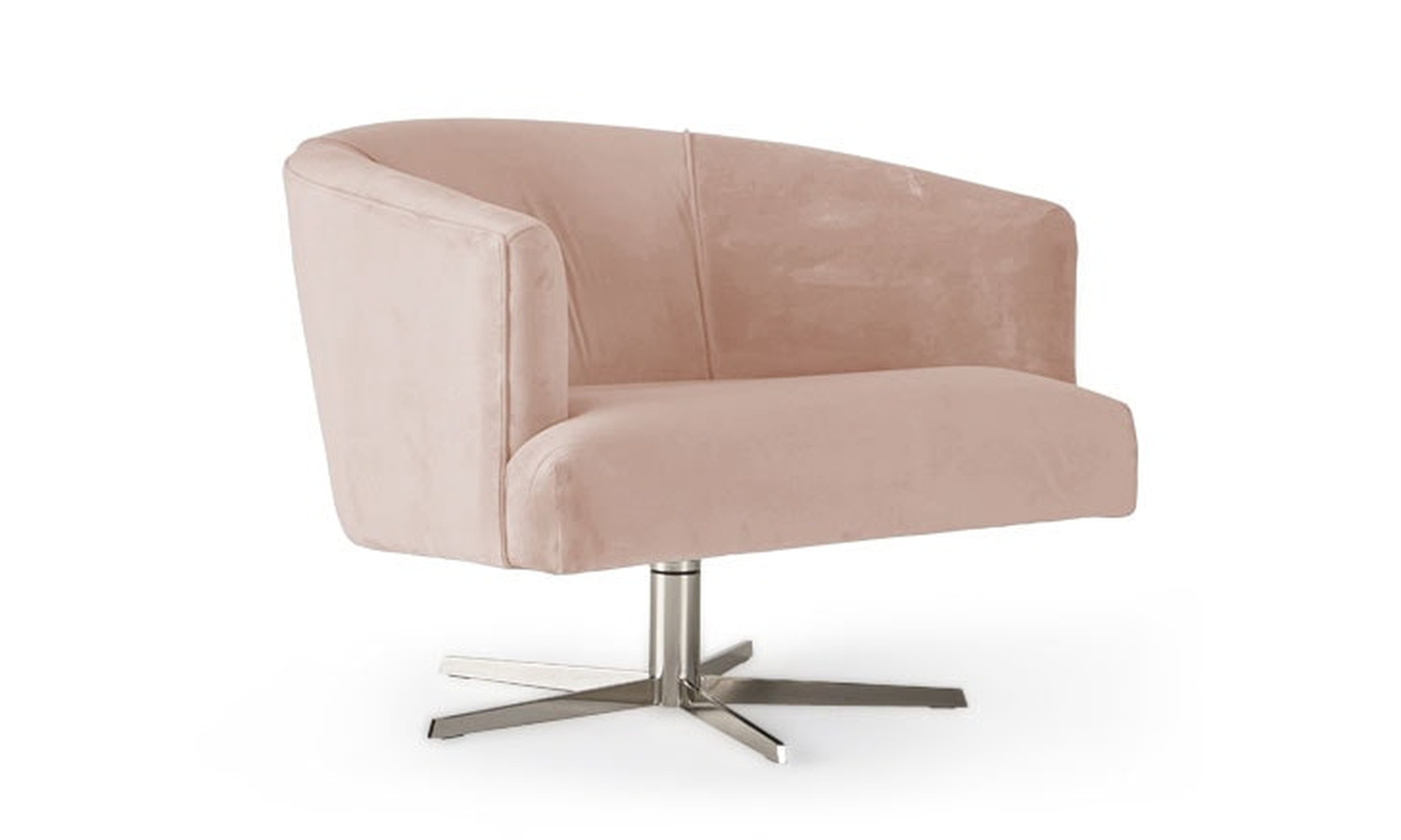 Pink Emma Mid Century Modern Swivel Chair - Key Largo Blush - Joybird