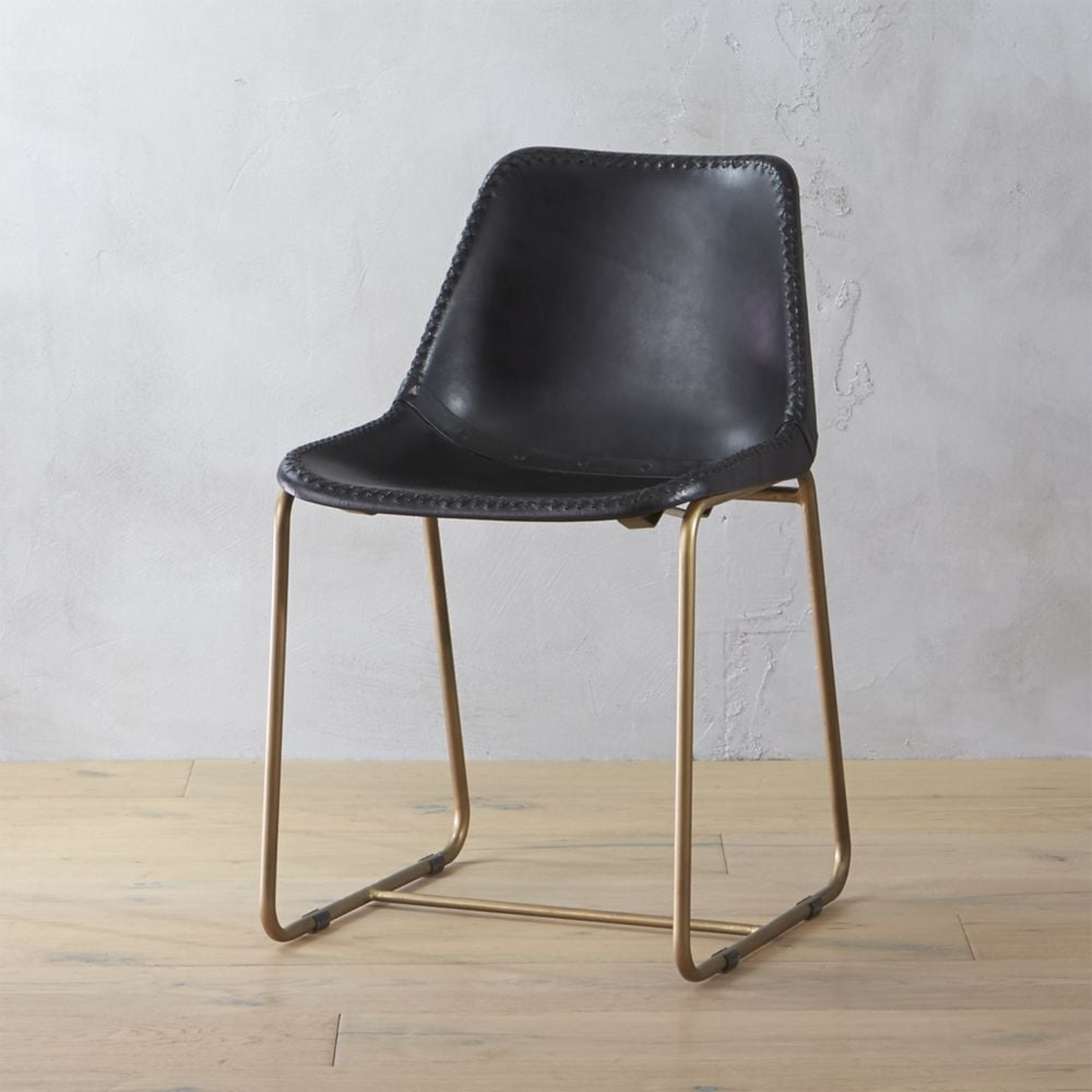 roadhouse black leather chair - CB2