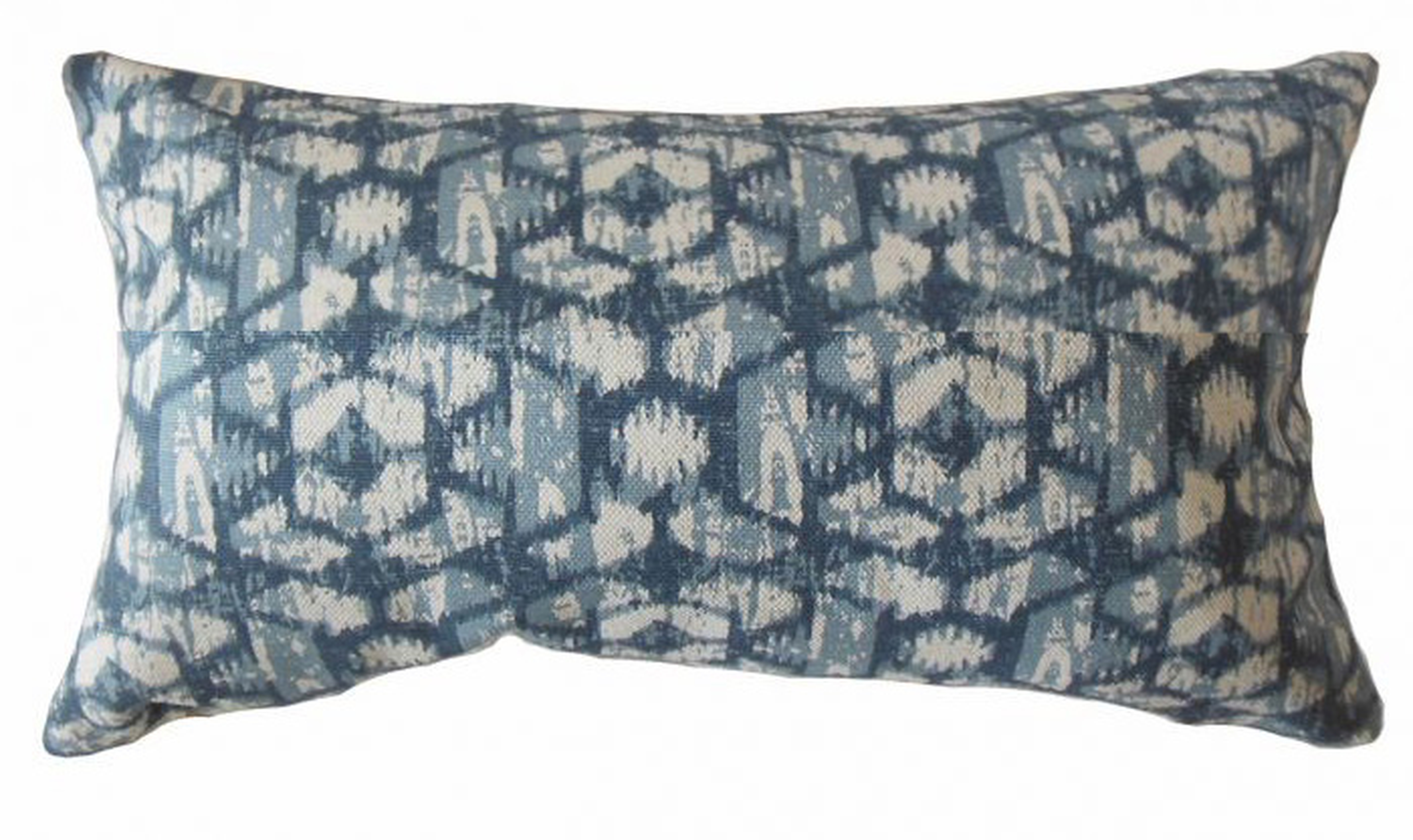 Whistler Ikat Lumbar Pillow, 18" x 12", Blue - Linen & Seam