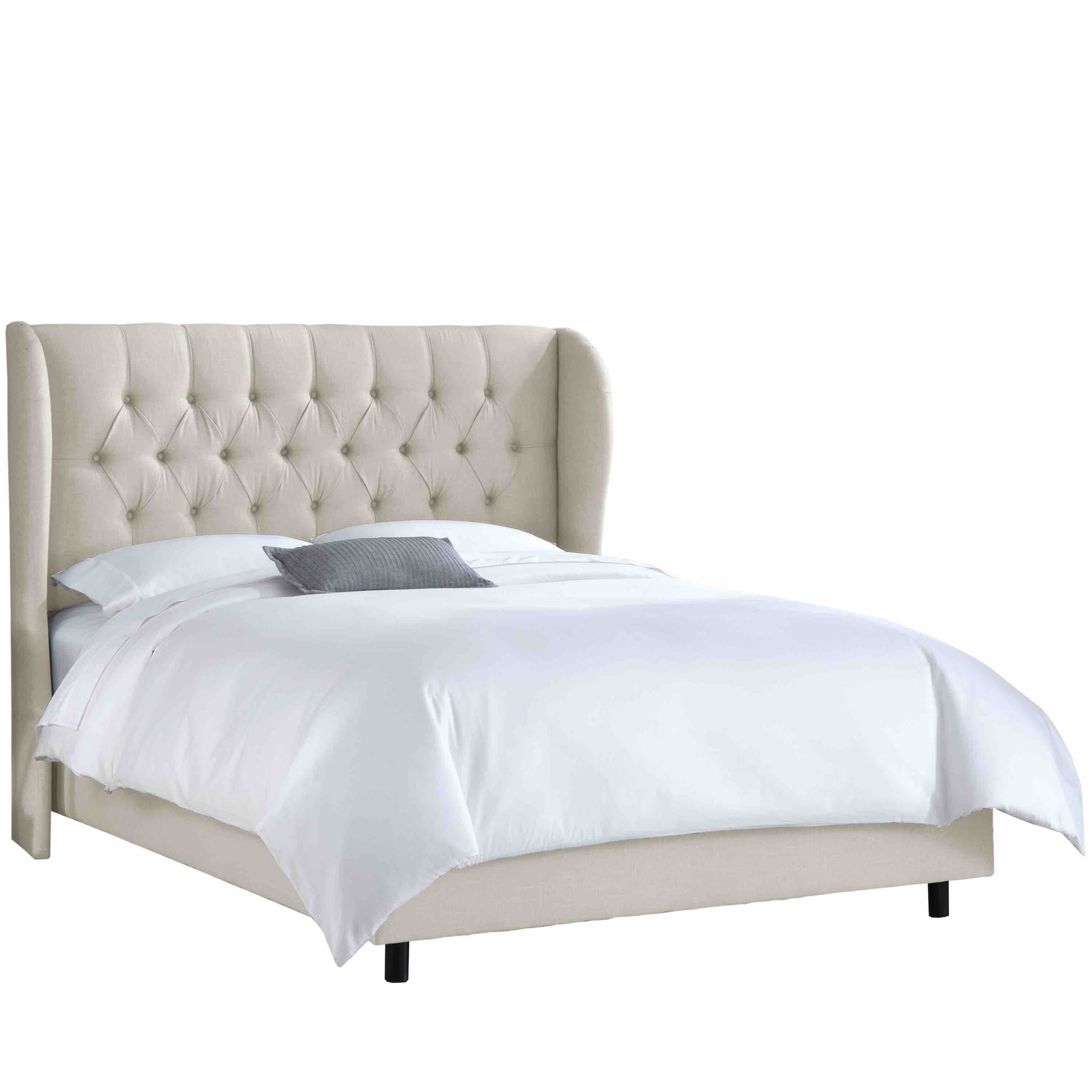 California King Tufted Wingback Bed in Linen Talc - Third & Vine
