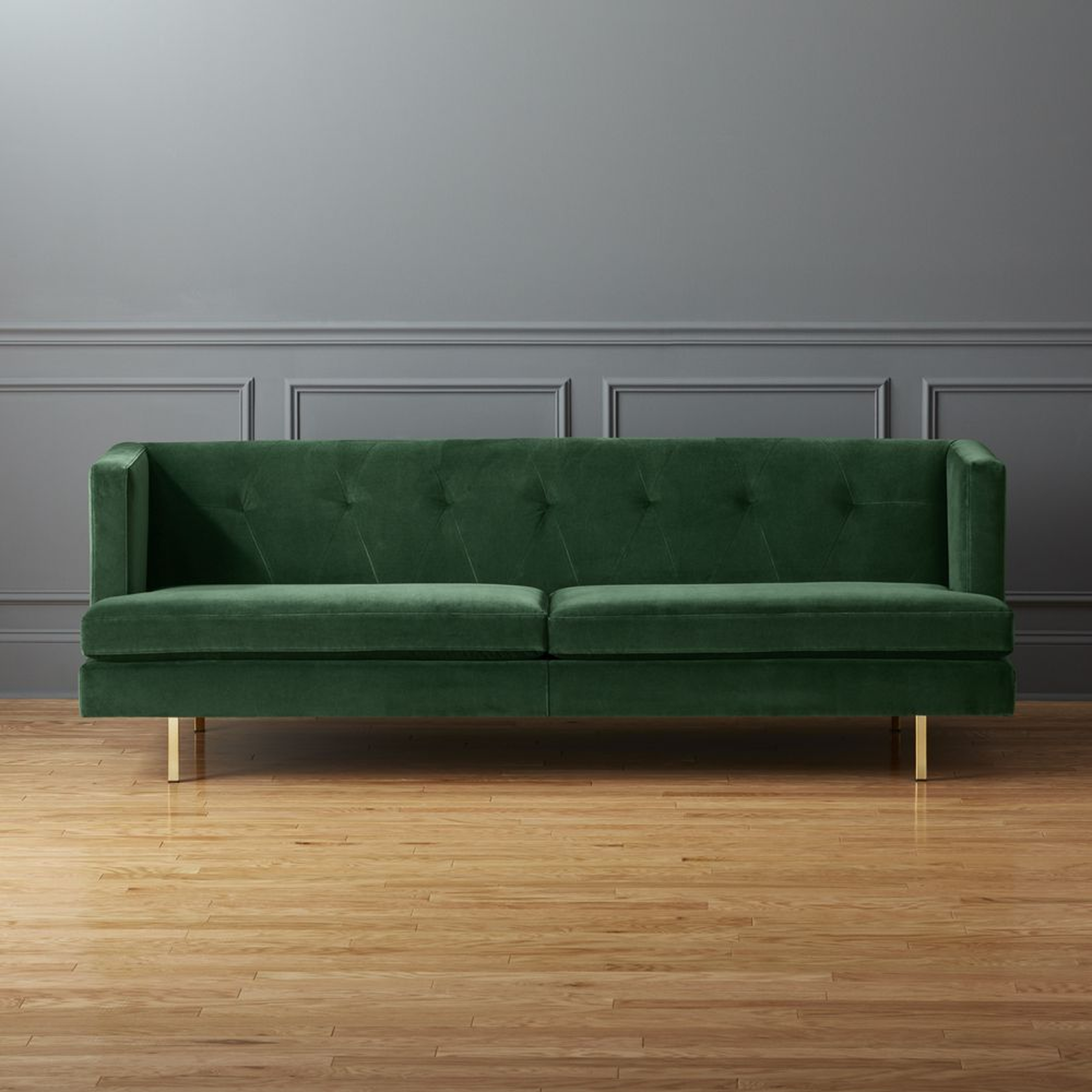 Avec Emerald Green Sofa with Brass Legs - CB2