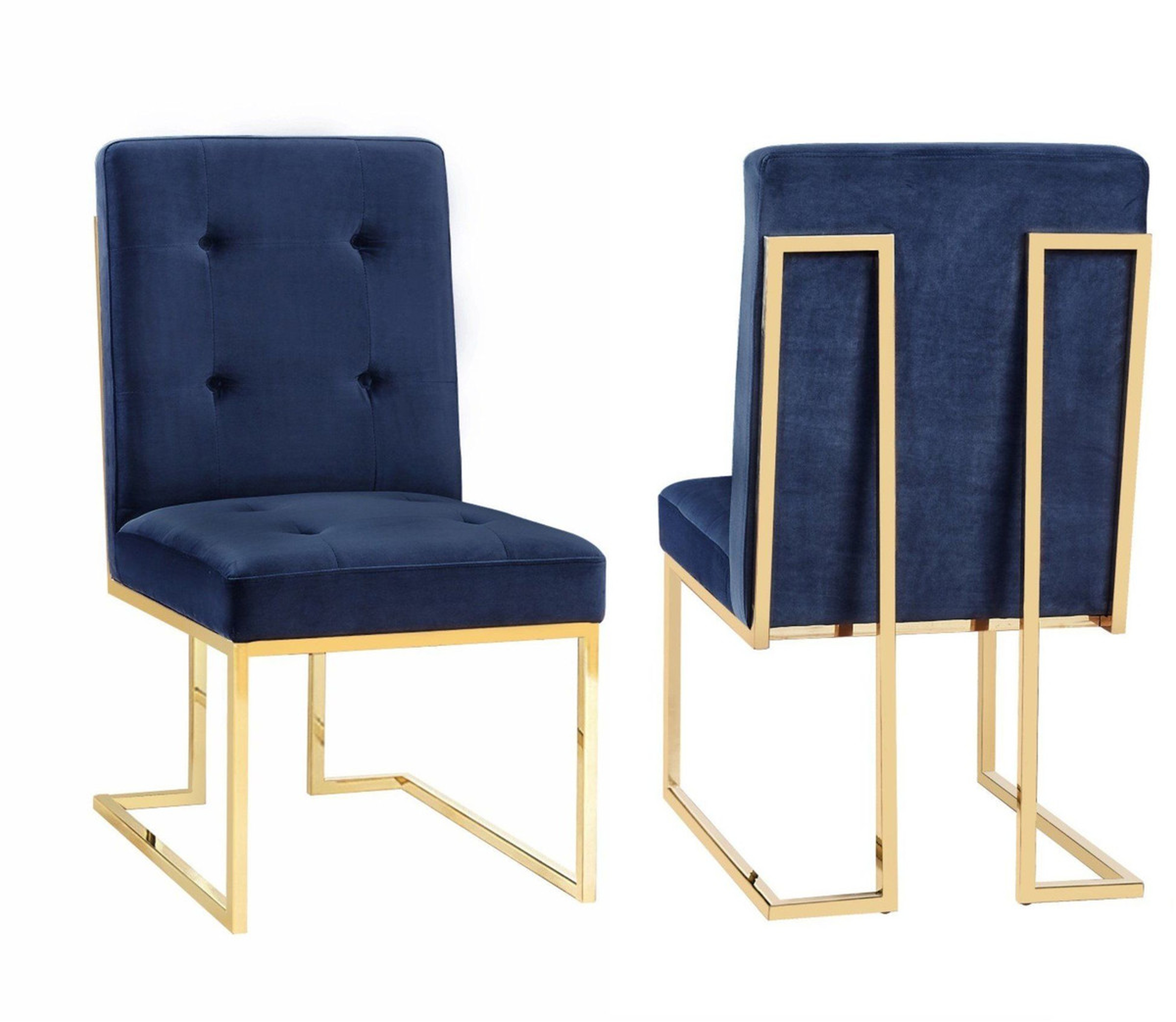 Akiko Navy Velvet Chair - Set of 2 - Maren Home