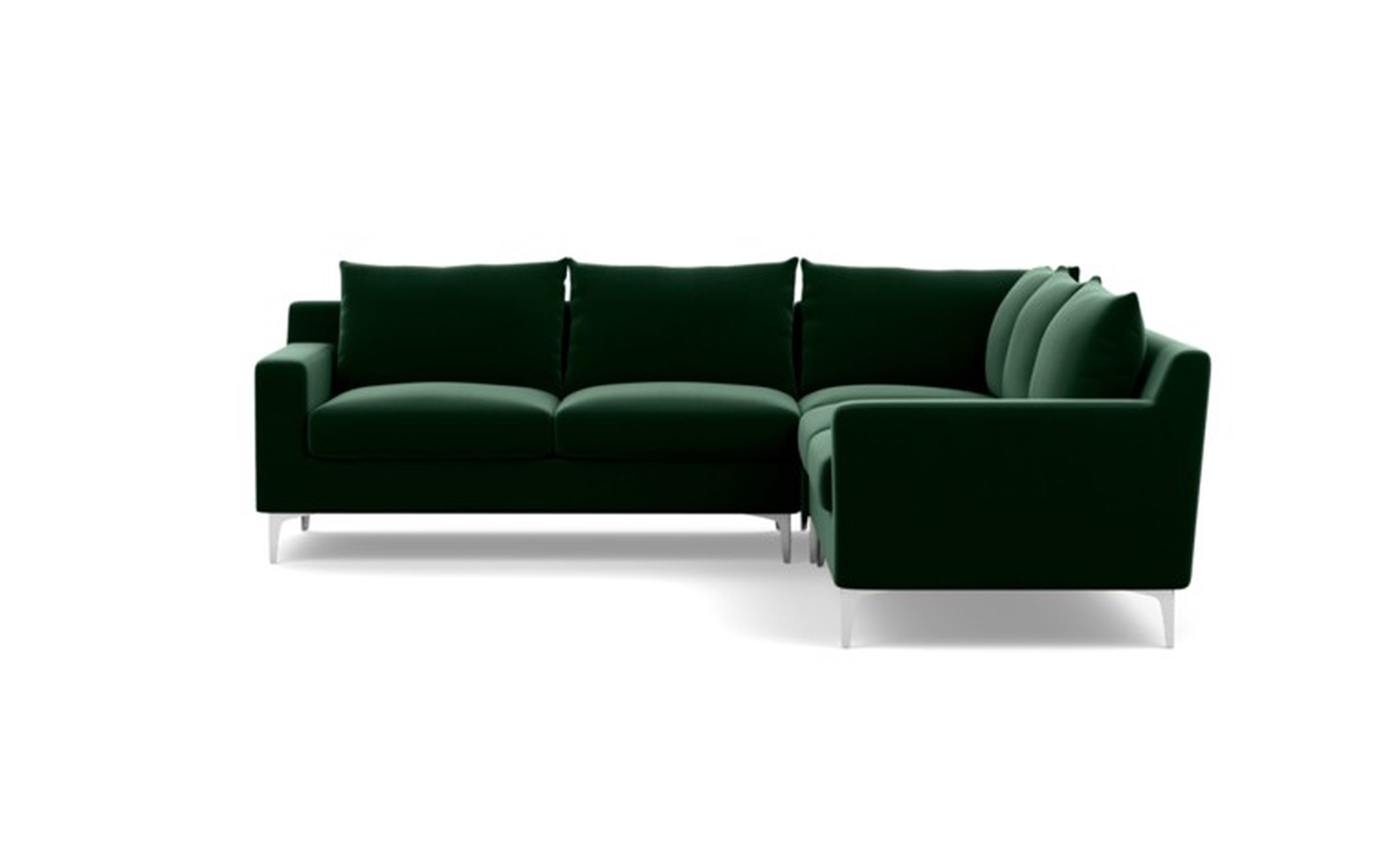 Sloan Sectionals with Corner Sectionals in Emerald Fabric with natural oak legs - Interior Define