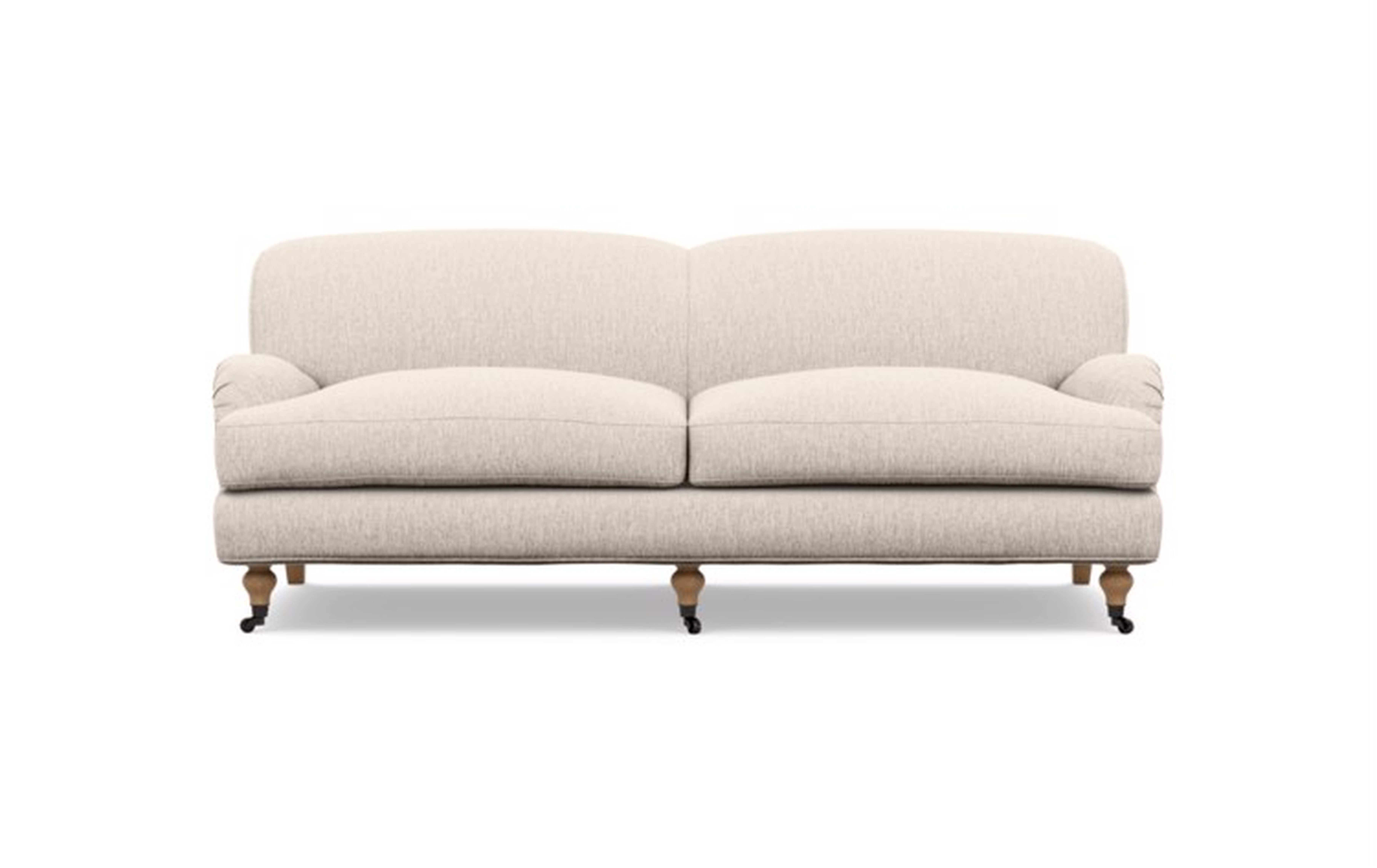 Rose by The Everygirl Sofa in Wheat Cross Weave with White Oak with Antiqued Caster legs - Interior Define