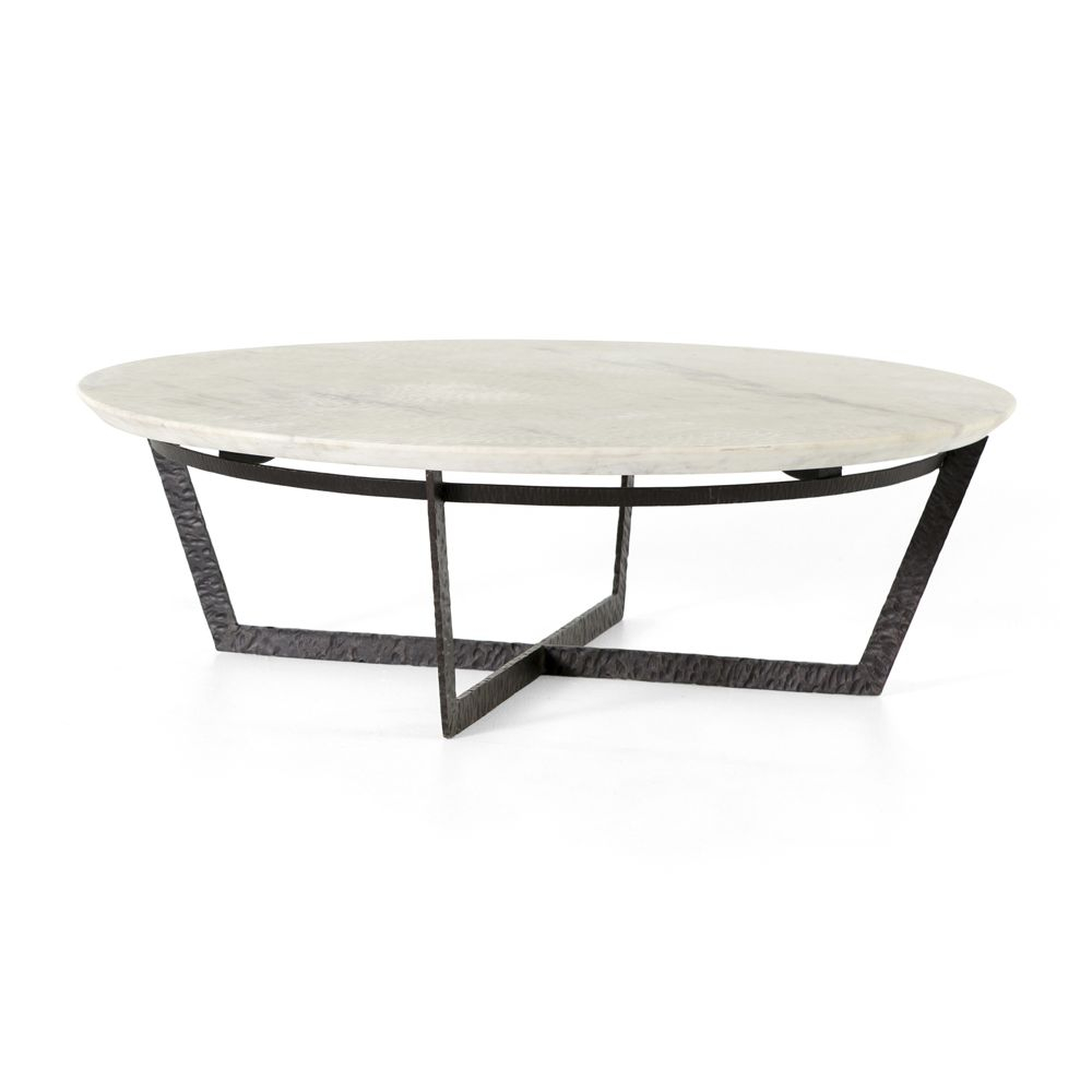 Verdad White Marble and Iron 48" Round Coffee Table - Crate and Barrel