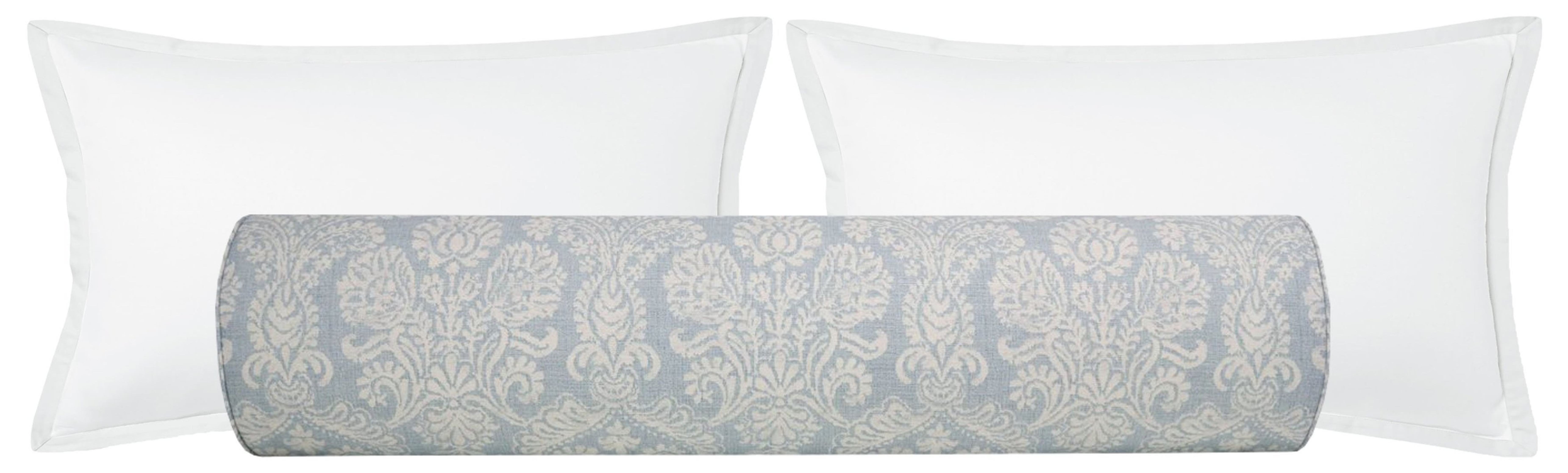 The Bolster :: French Damask Print // Sky Blue - KING // 9" X 48" - Little Design Company