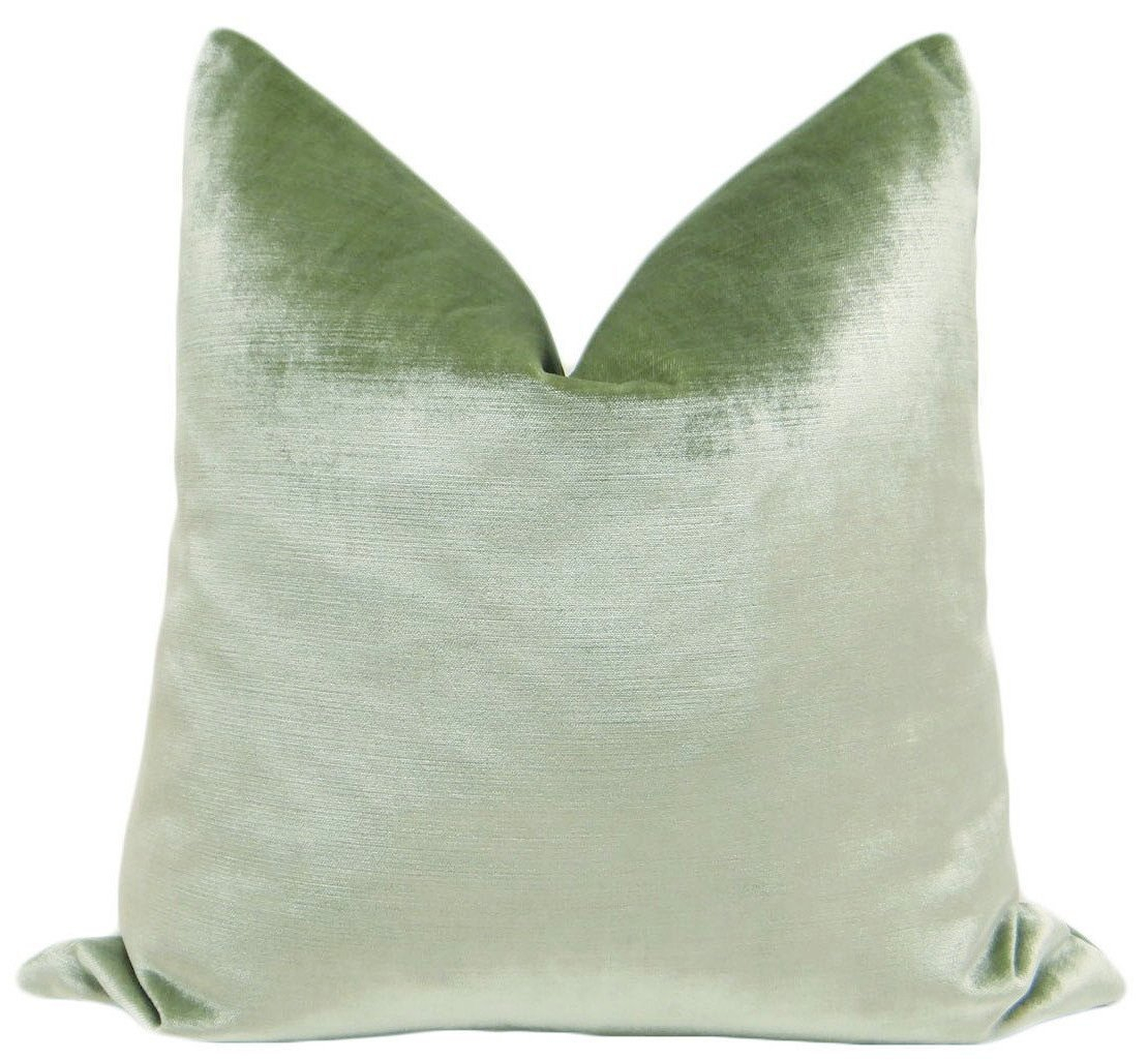 FAUX SILK VELVET // PISTACHIO - 22" X 22" - Little Design Company