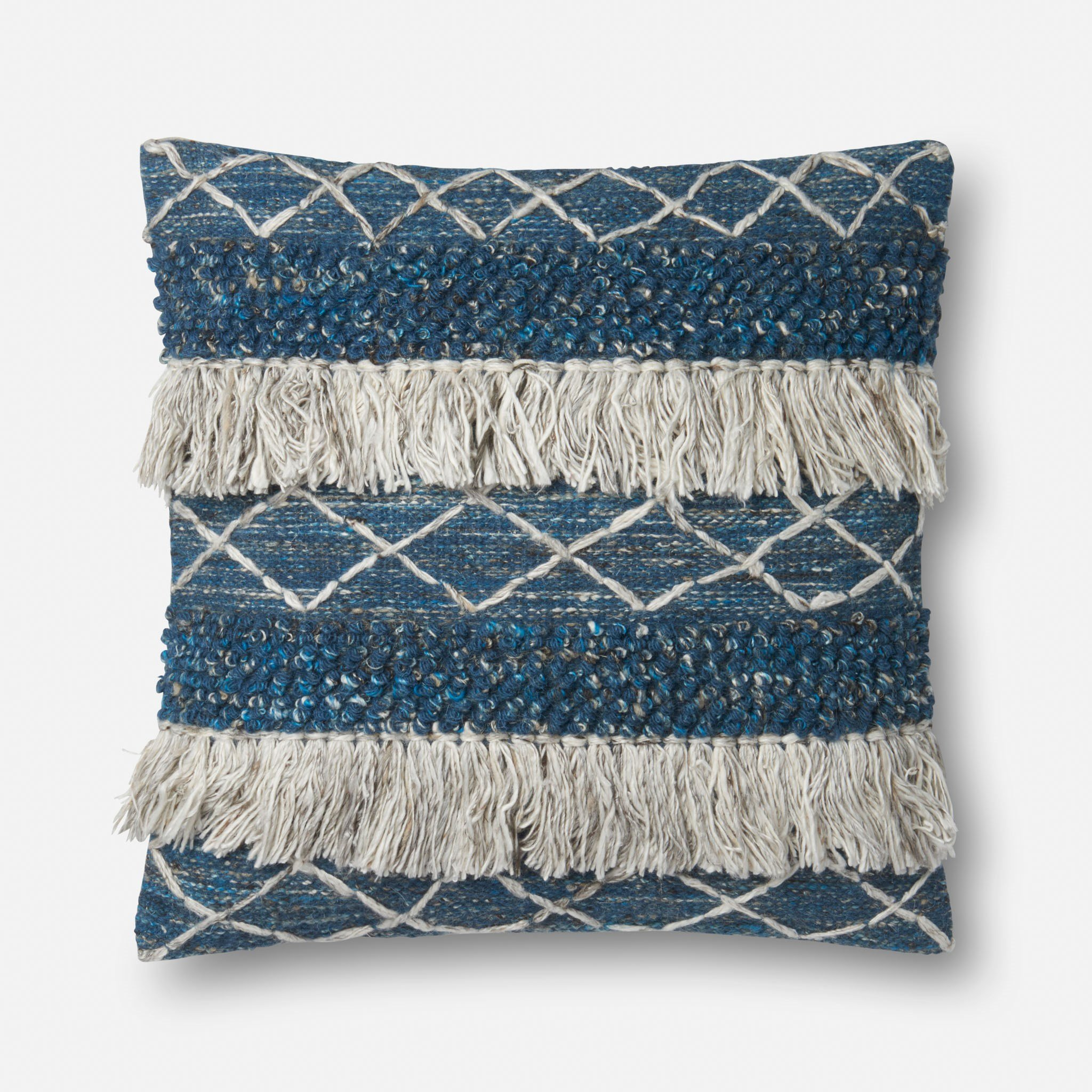 PILLOWS - BLUE / IVORY - 22" X 22" Cover w/Down - Loloi Rugs