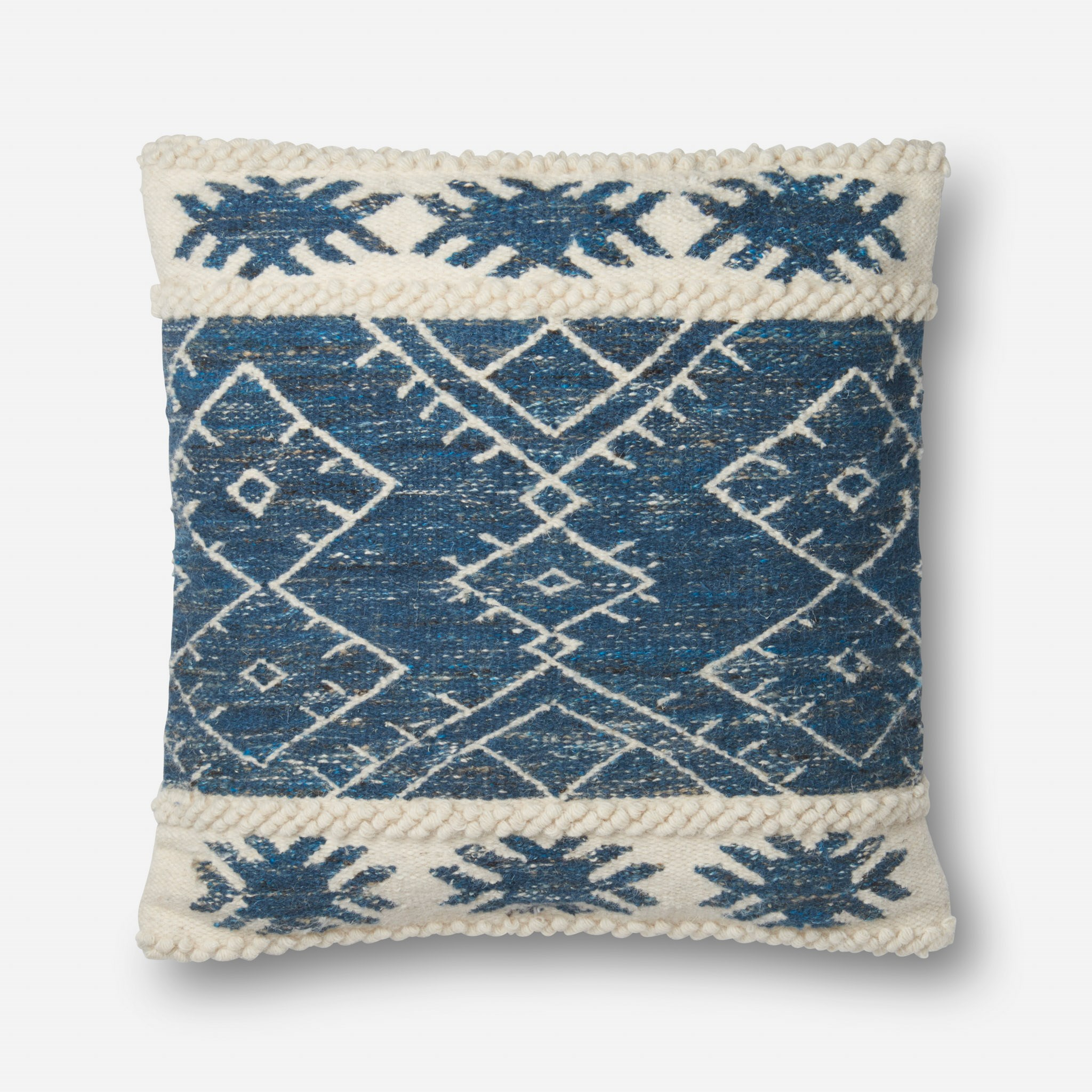 P0619 PILLOWS - BLUE / IVORY - 22" X 22" Cover w/Down - Loloi Rugs