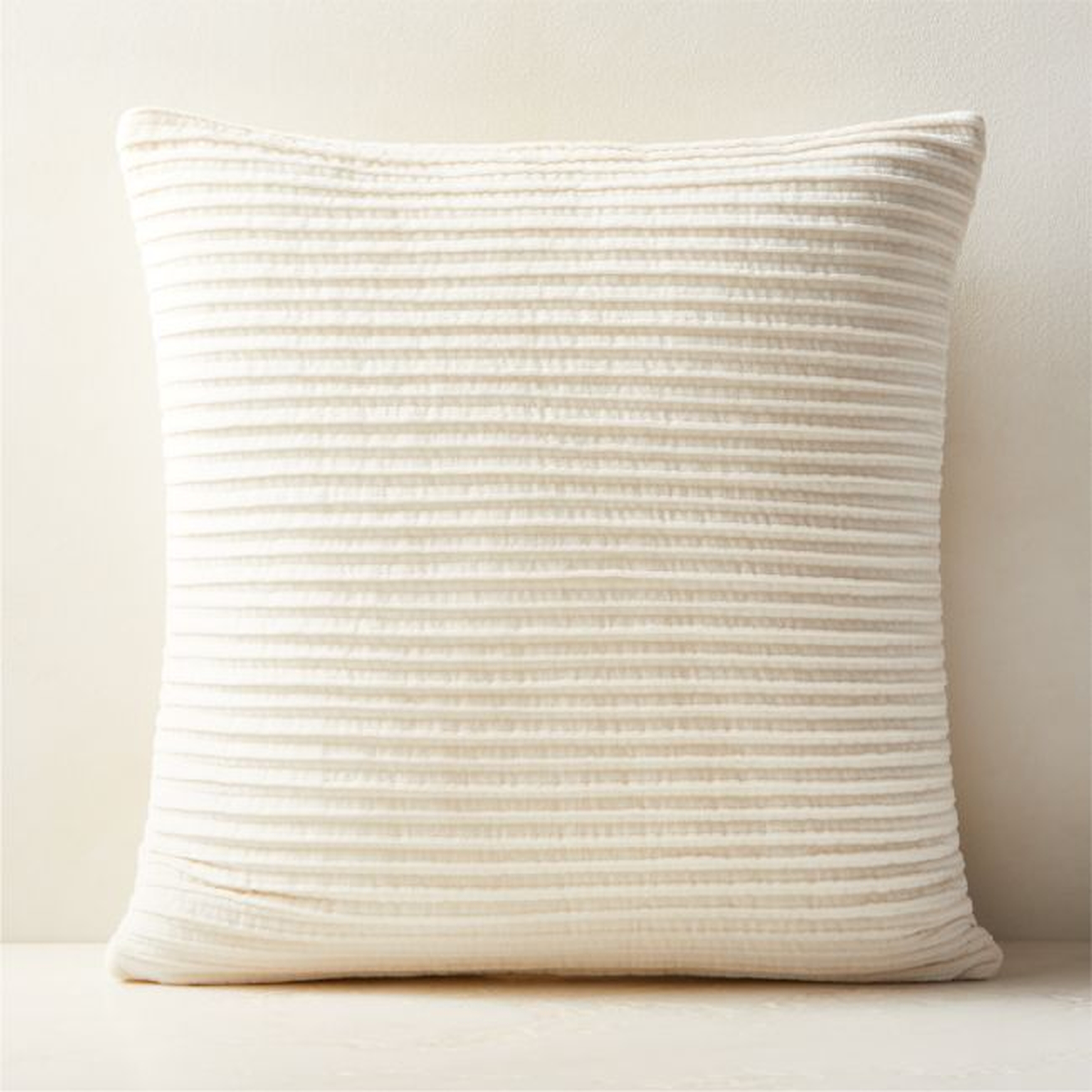 Paola Pleated Warm White Velvet Throw Pillow Cover 20''x20" - CB2