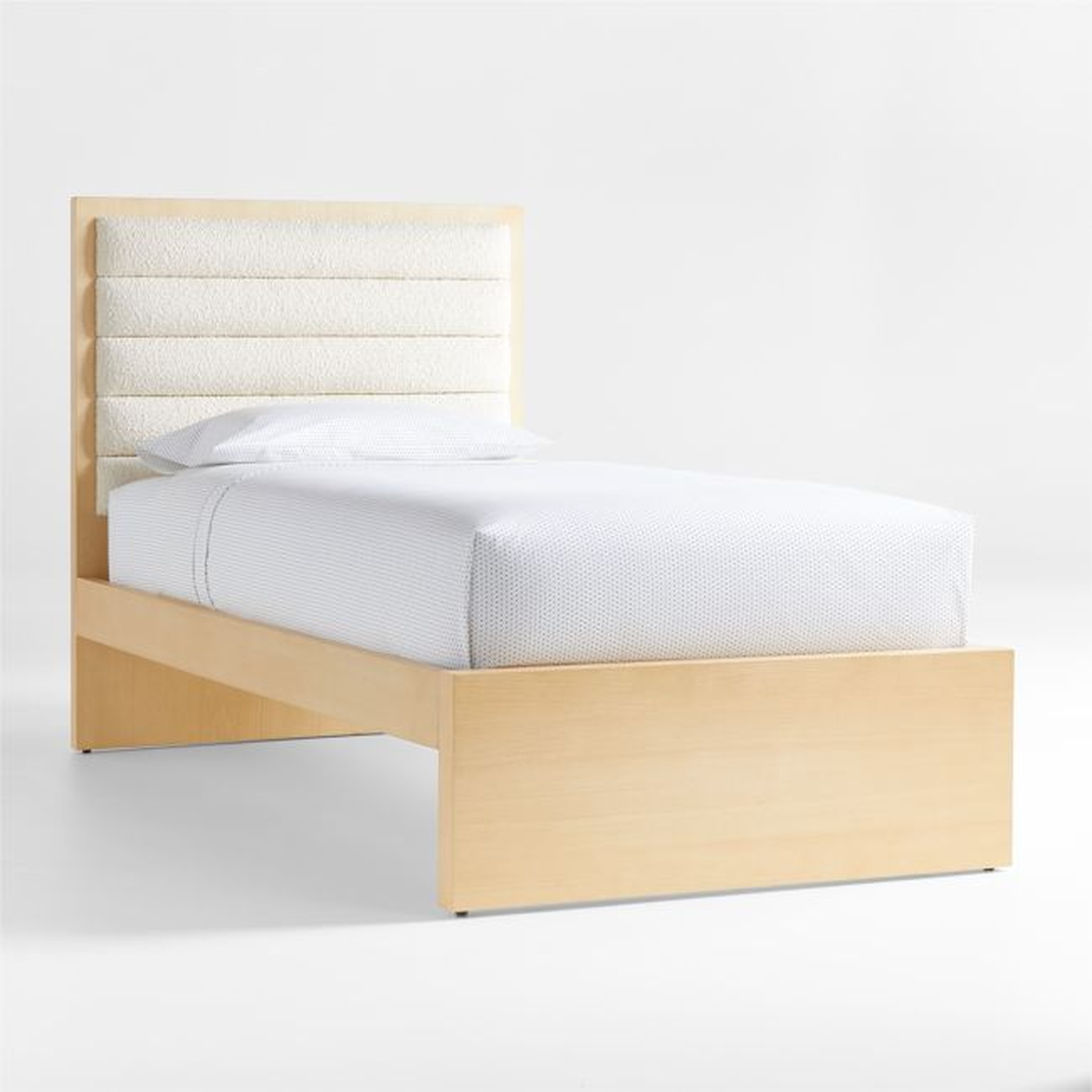 Mavericks Kids Twin Light Wood Bed with Cushioned Headboard - Crate and Barrel