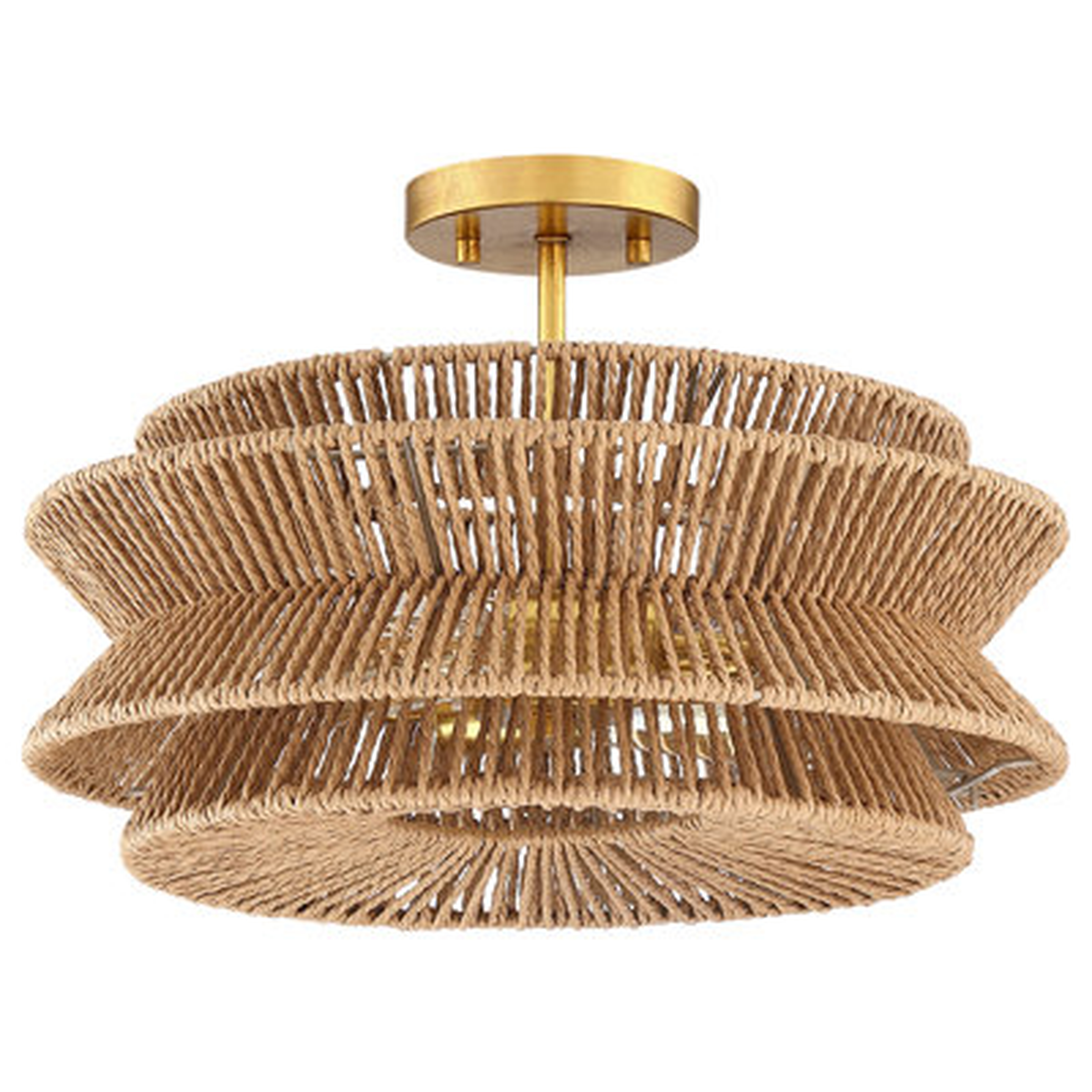 16 In. 2-light Bohemian Woven Rope Semi-flush Mount Ceiling Light - Wayfair