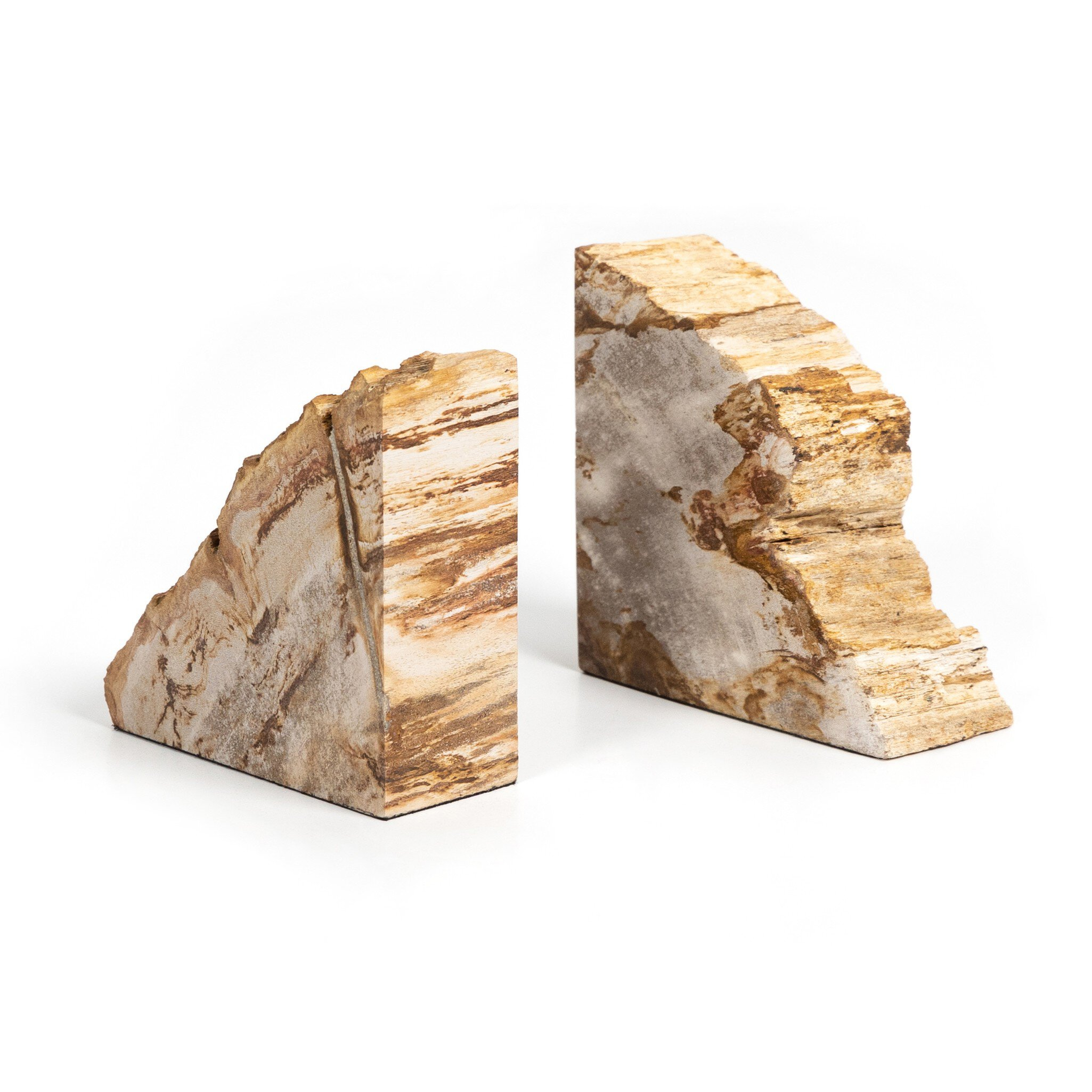 Petrified Wood Book Ends - Light Petrified Wood - Four Hands